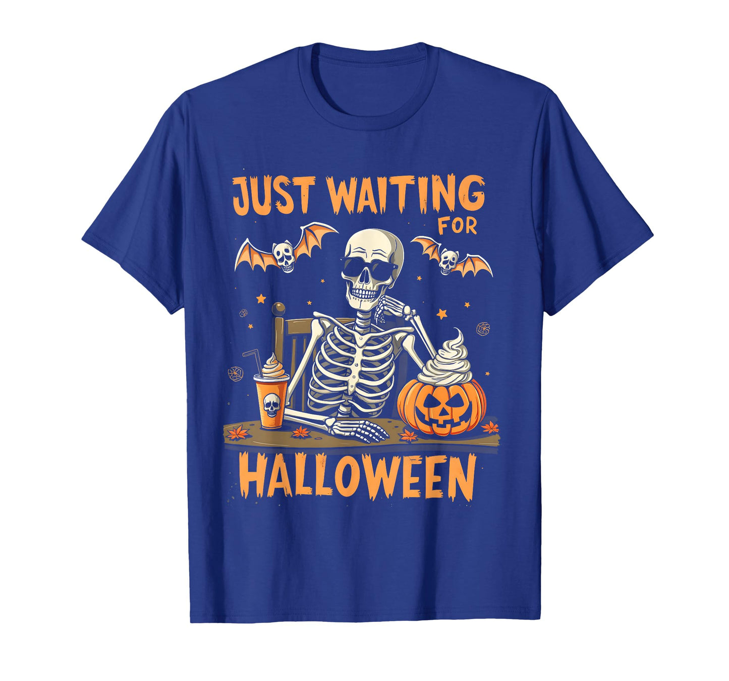 Jack O Lantern Just Waiting for Halloween Funny Skeleton T-Shirt