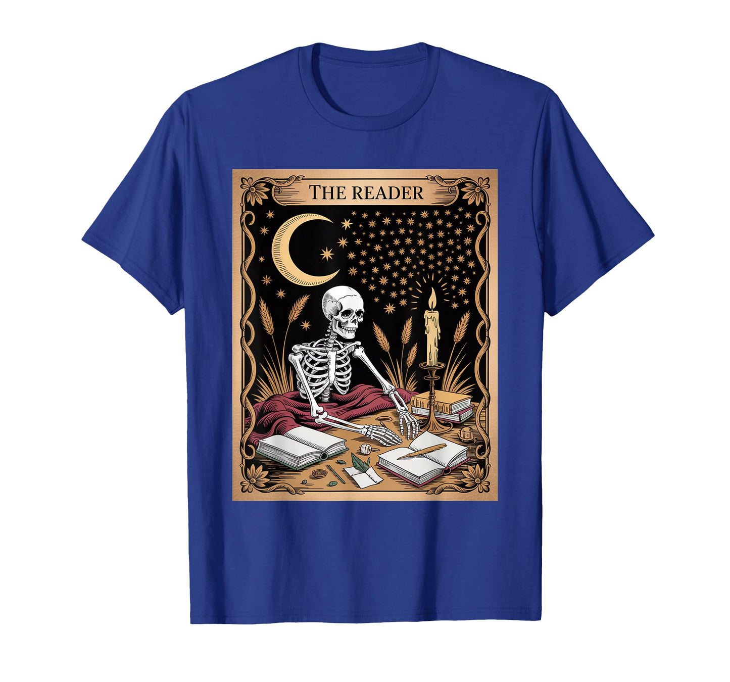 The Reader Tarot Card Skeleton Reading Book T-Shirt