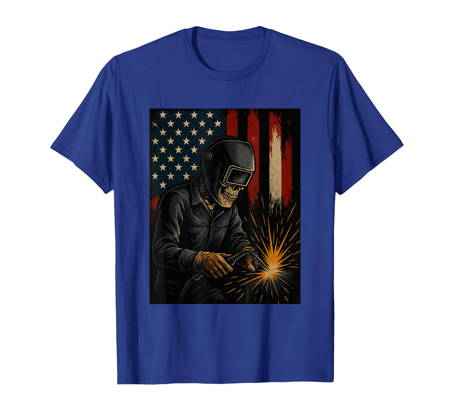 Funny Welder Skeleton American Flag USA Flag T-Shirt
