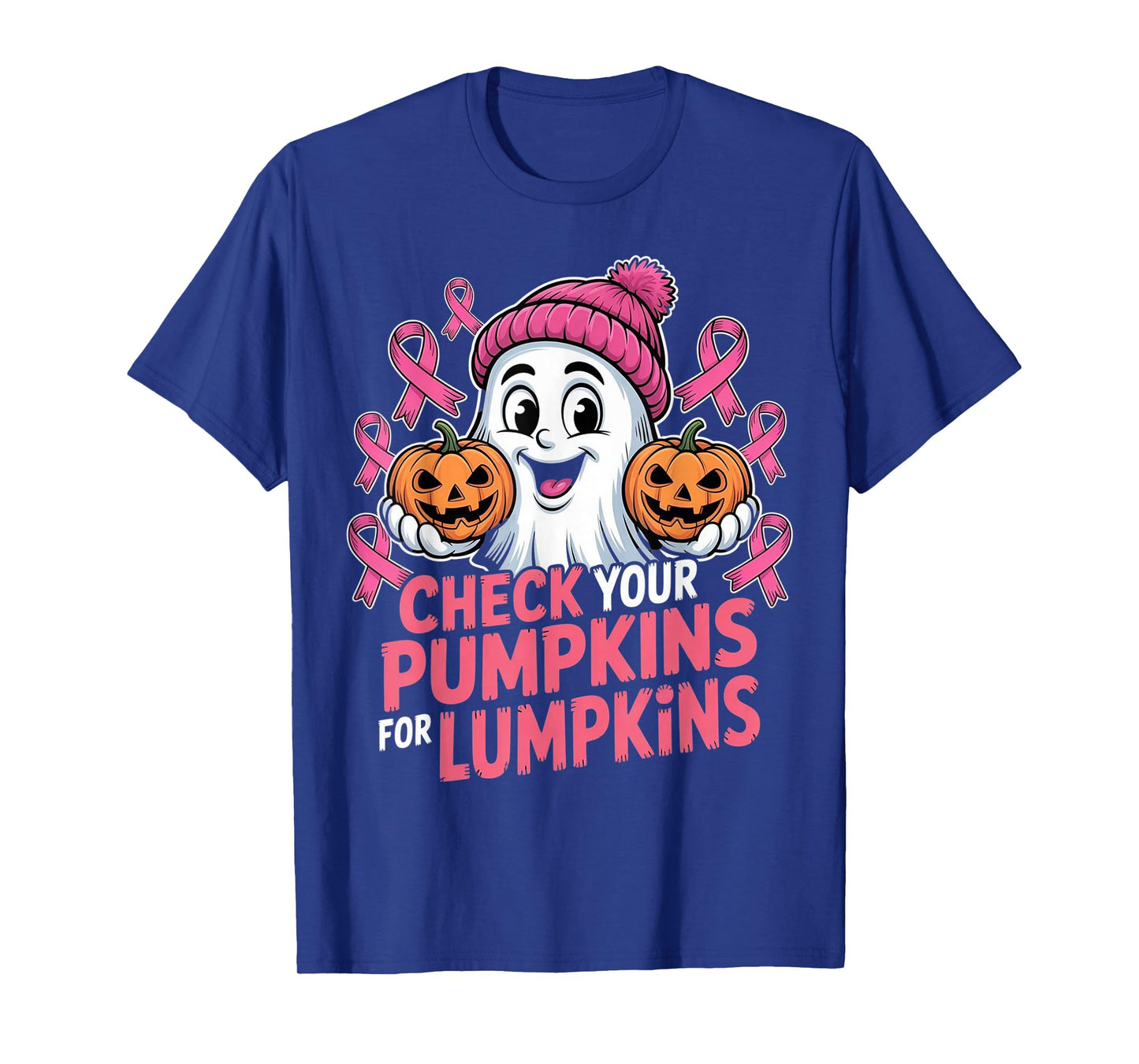 Check Your Pumpkins for Lumpkins Halloween Breast Cancer T-Shirt