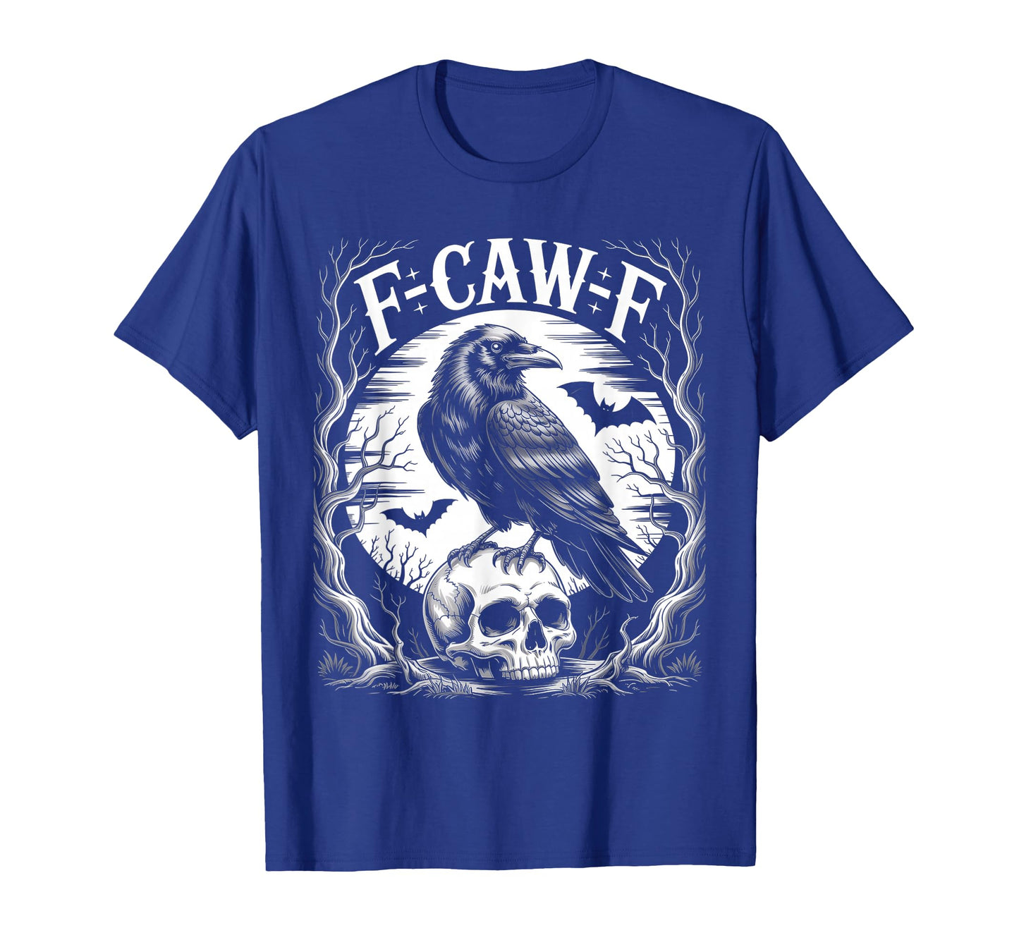 F-CAW-F Crow Funny Halloween Humor Black Bird Gothic Moon T-Shirt