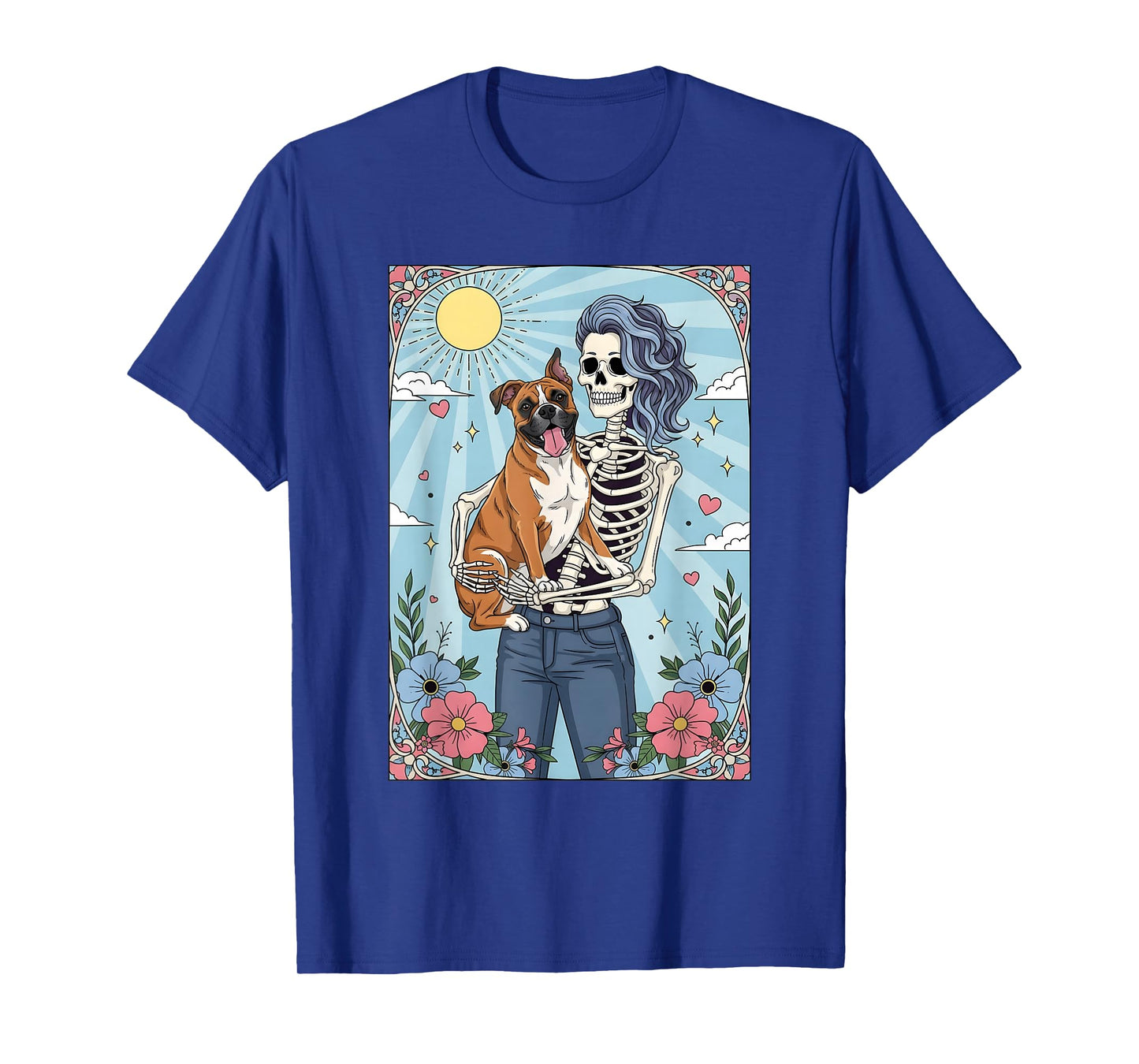 Boxer Dog Tarot Card Halloween Costume Skeleton T-Shirt