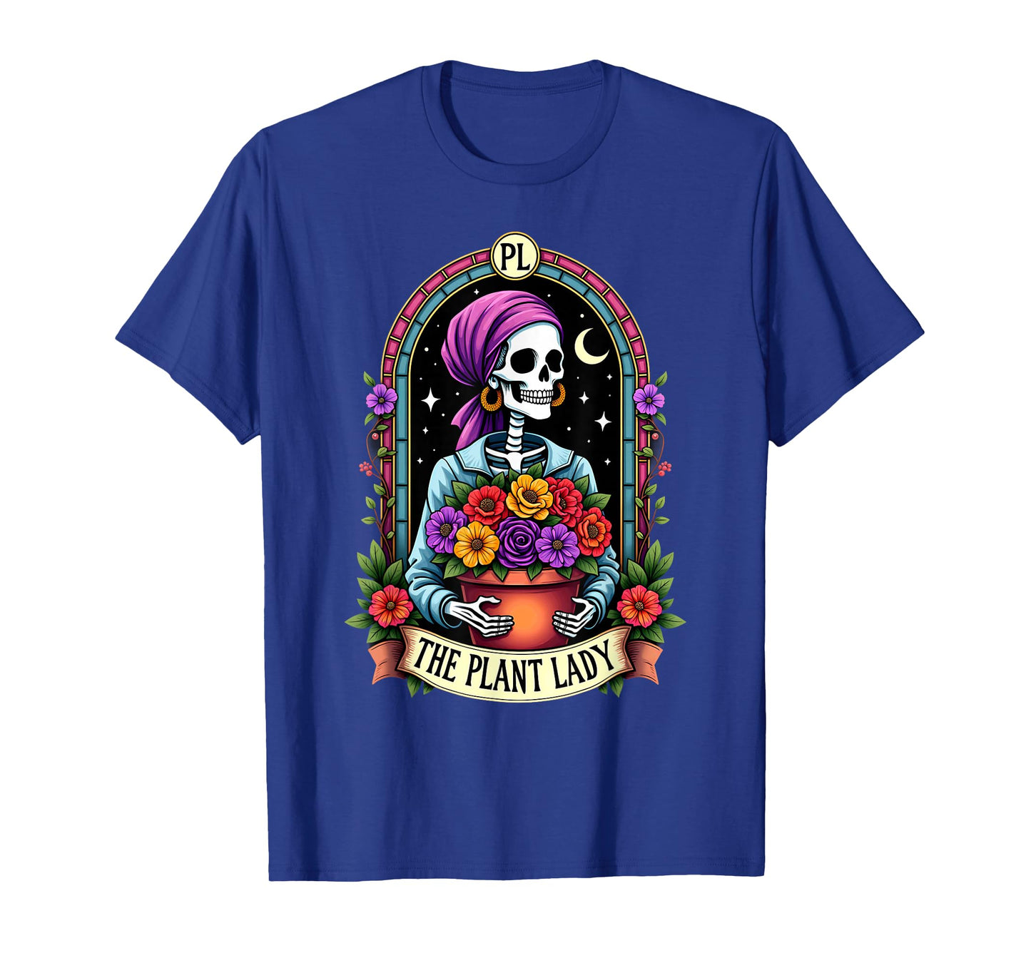 Gothic Tarot Card The Plant Lady Skeleton Halloween T-Shirt