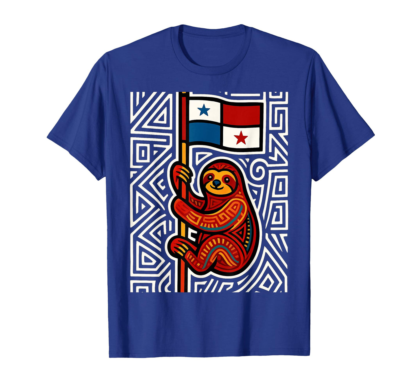 Sloth Inspired by Mola Artwork of Panama Kuna T-Shirt