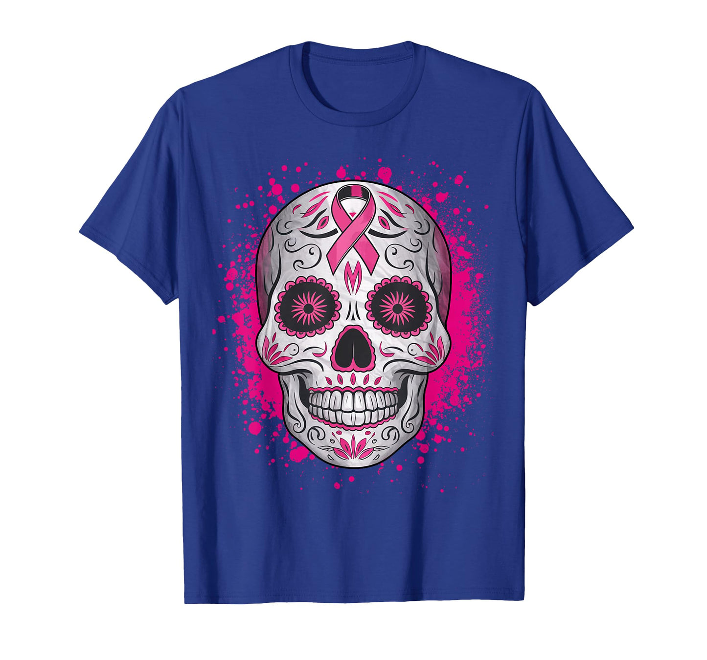 Sugar Skull Breast Cancer Shirts Awareness 2025 Pink Ribbon T-Shirt