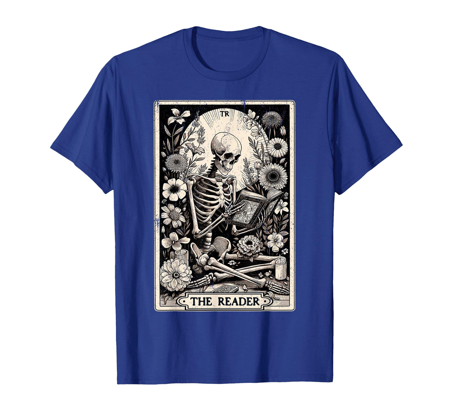 The Reader Tarot Card Funny Book Lover Skeleton Reading Book T-Shirt