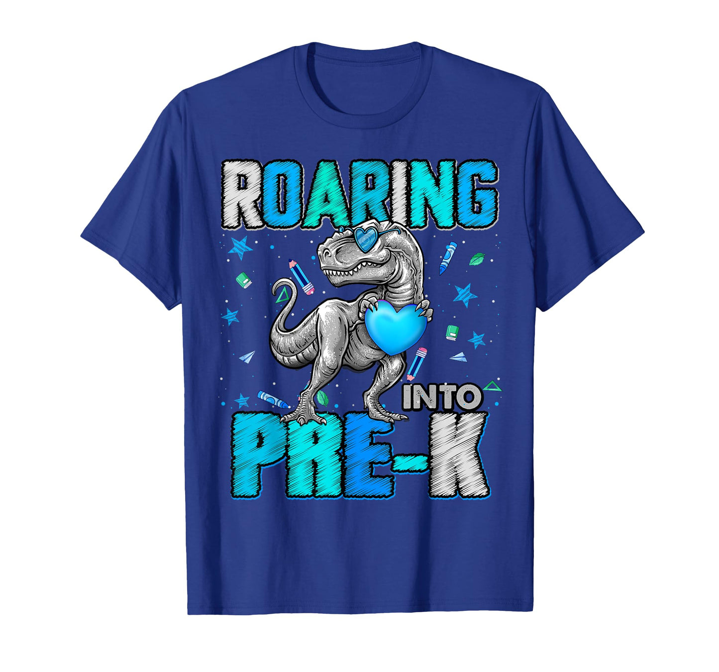 Roaring Into Pre K Dinosaur T Rex Back To School Boys T-Shirt