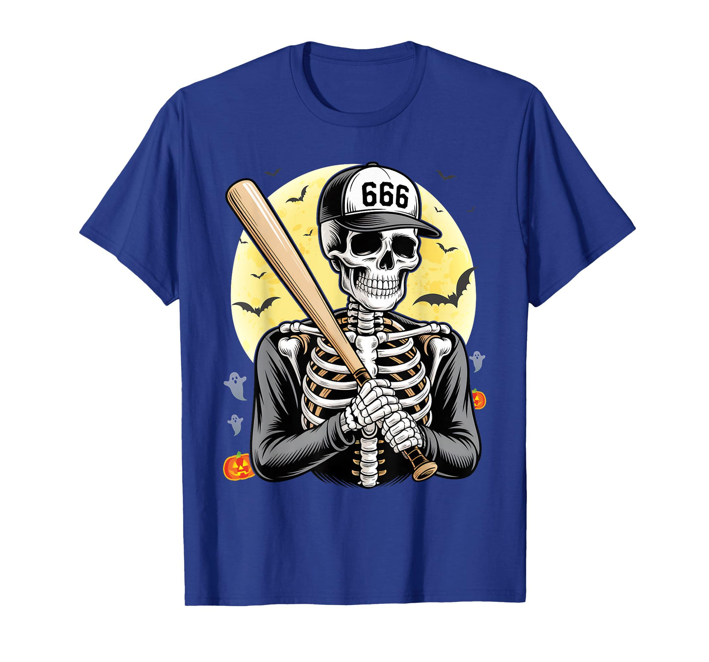Spooky Creepy Vintage Baseball Skeleton Halloween Men Boys T-Shirt