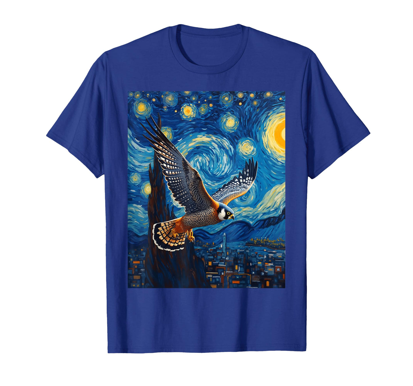 Van Gogh's Starry Night Peregrine Falcon Sky Bullet Animal T-Shirt