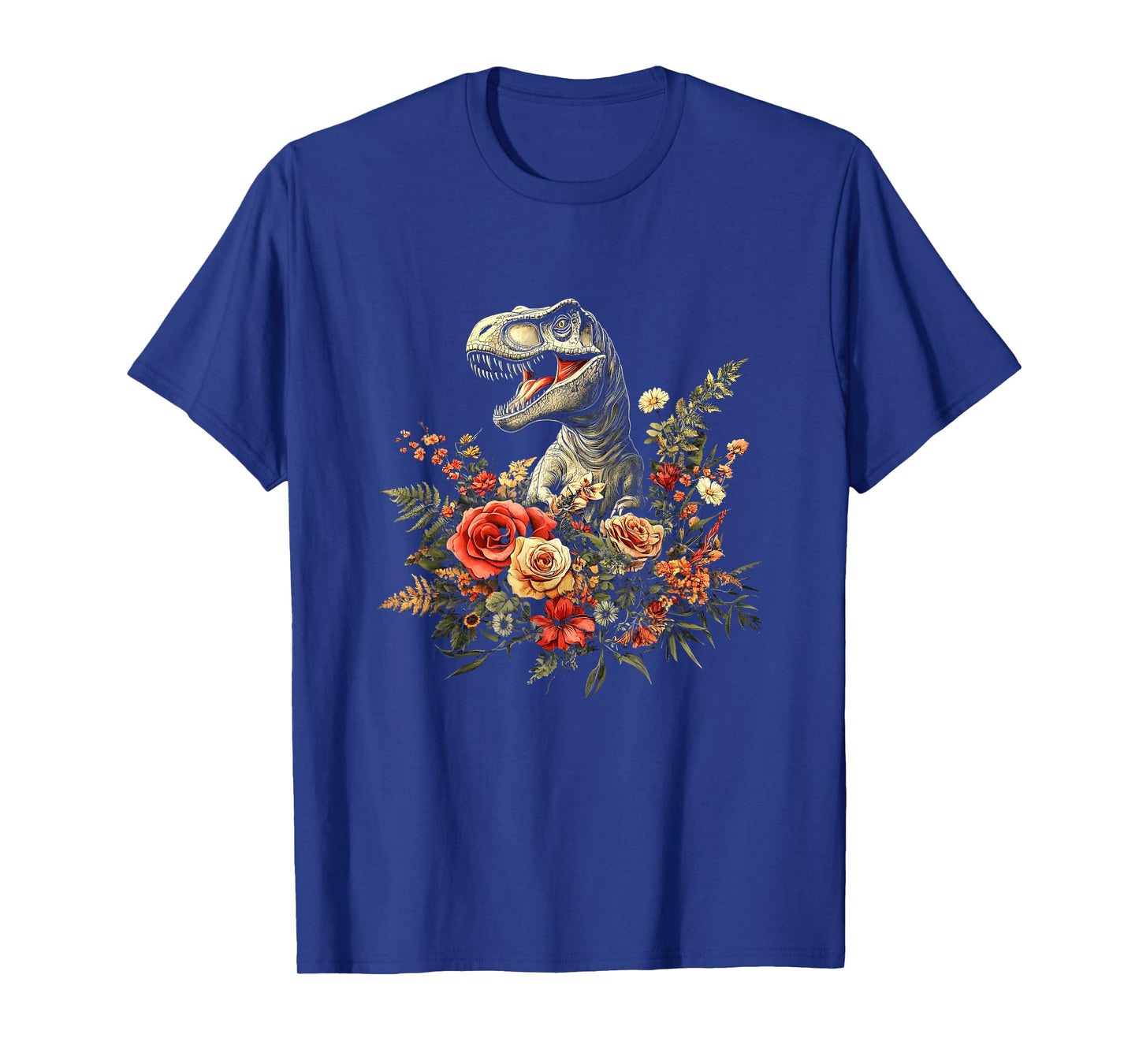Trex Dinosaur Dino Floral Flower Aesthetic Women Girls T-Shirt