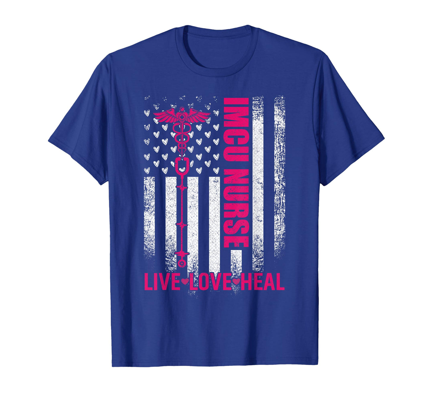 Vintage USA Flag Live Love Heal, Proud IMCU Nurse T-Shirt