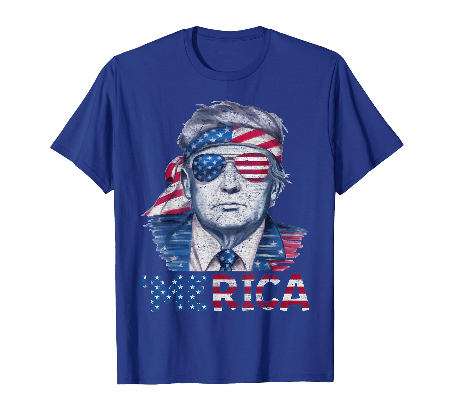 Happy 4th Of July Donald Trump 'Merica USA Flag Sunglass T-Shirt