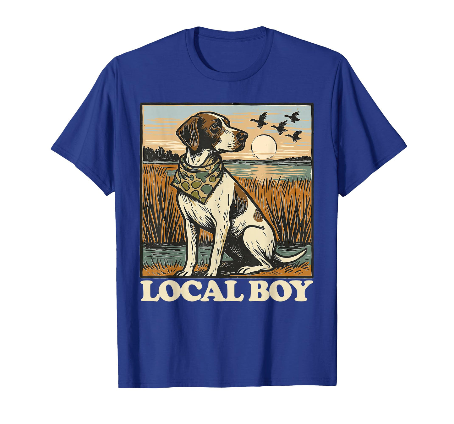 Local Boy GSP Pointer Hunting Dog Marsh Scene Sunset Vintage T-Shirt
