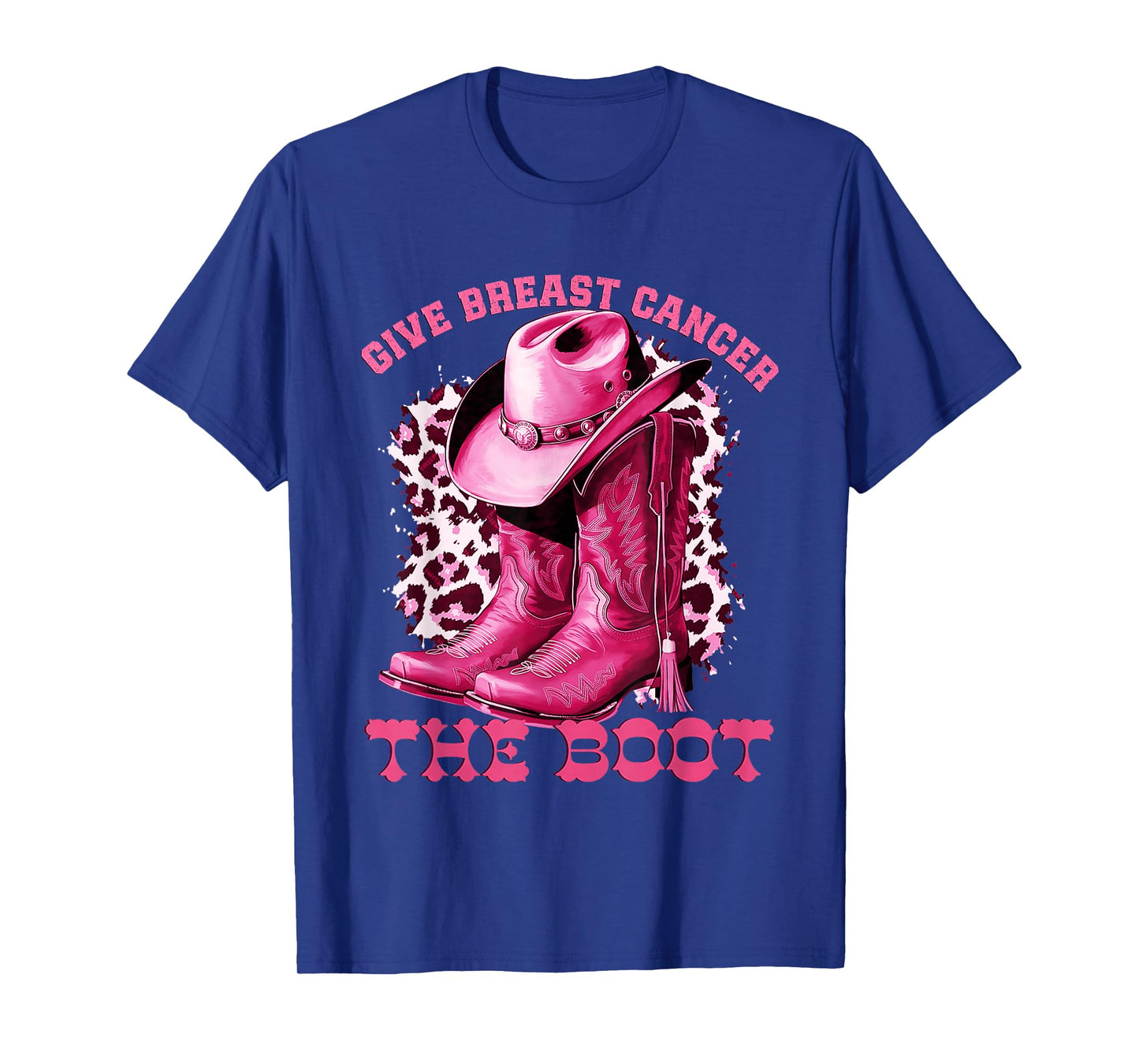 Give Breast Cancer The Boot Leopard Western Cowgirl Women T-Shirt