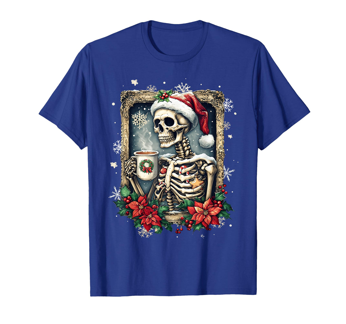 Funny Skeleton Christmas Dead Inside Coffee Lover Cute Xmas T-Shirt