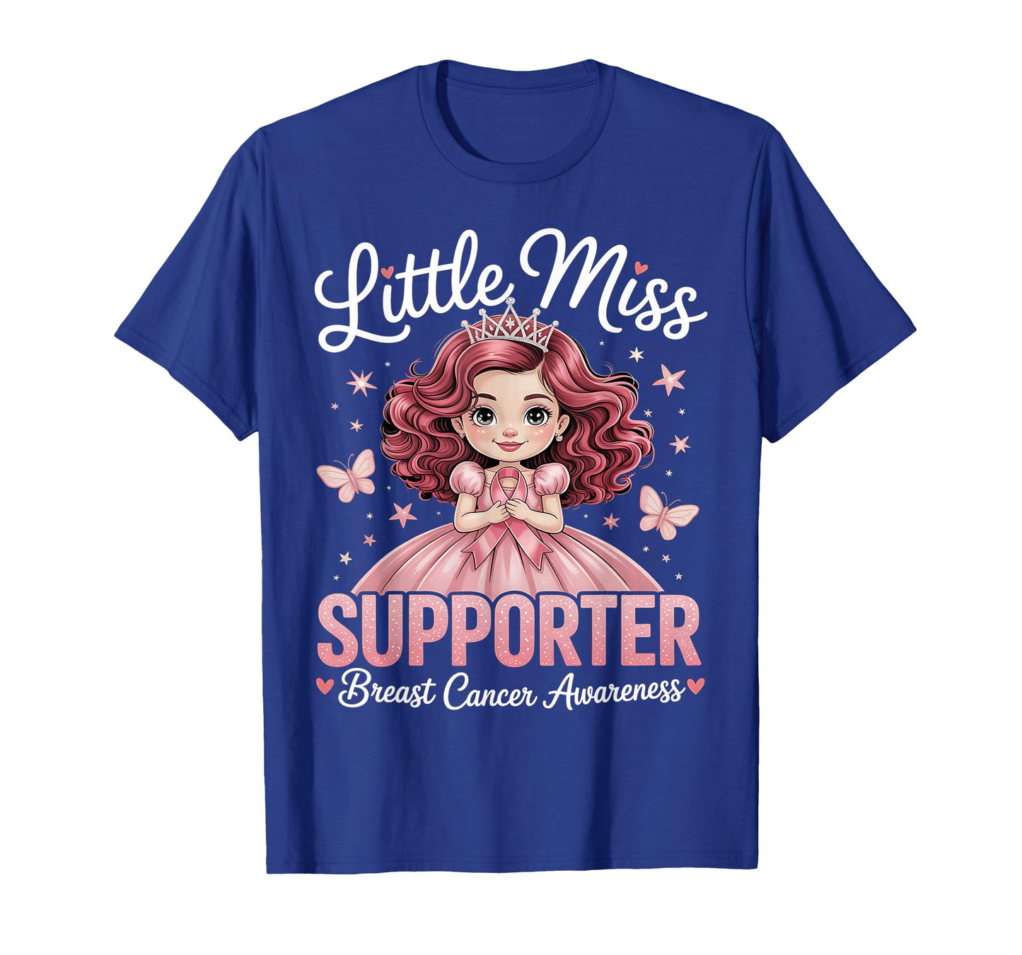 Little Miss Supporter Breast Cancer Awareness for Kids T-Shirt