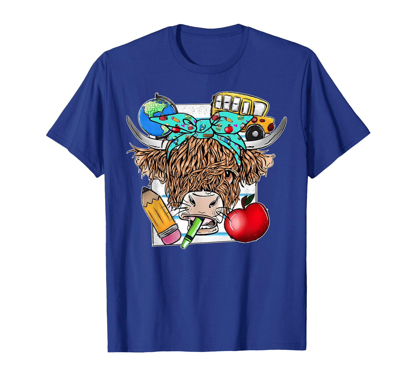 Highland Cow Teacher Farm Western Cute Cow Bandana T-Shirt for Men Women Kids
