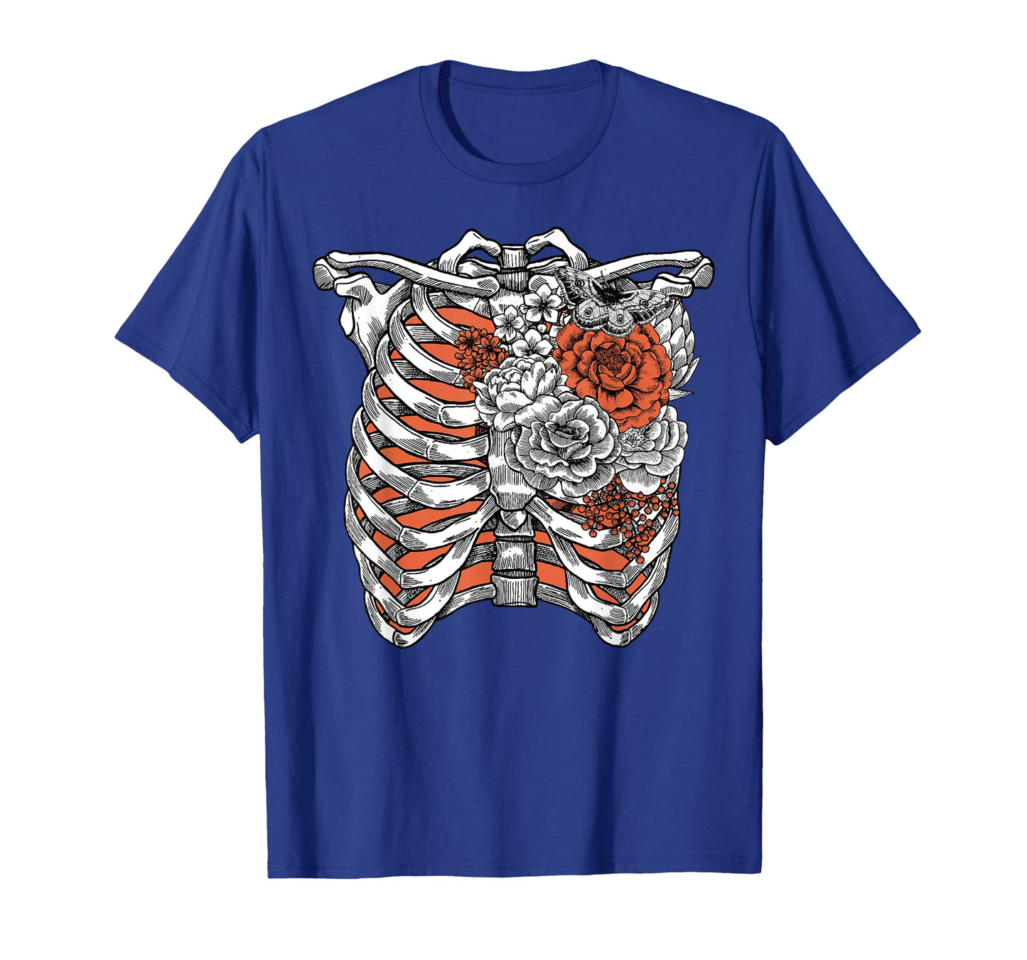 Skeleton Flowers Rib Cage Shirt X-Ray Funny Halloween T-Shirt