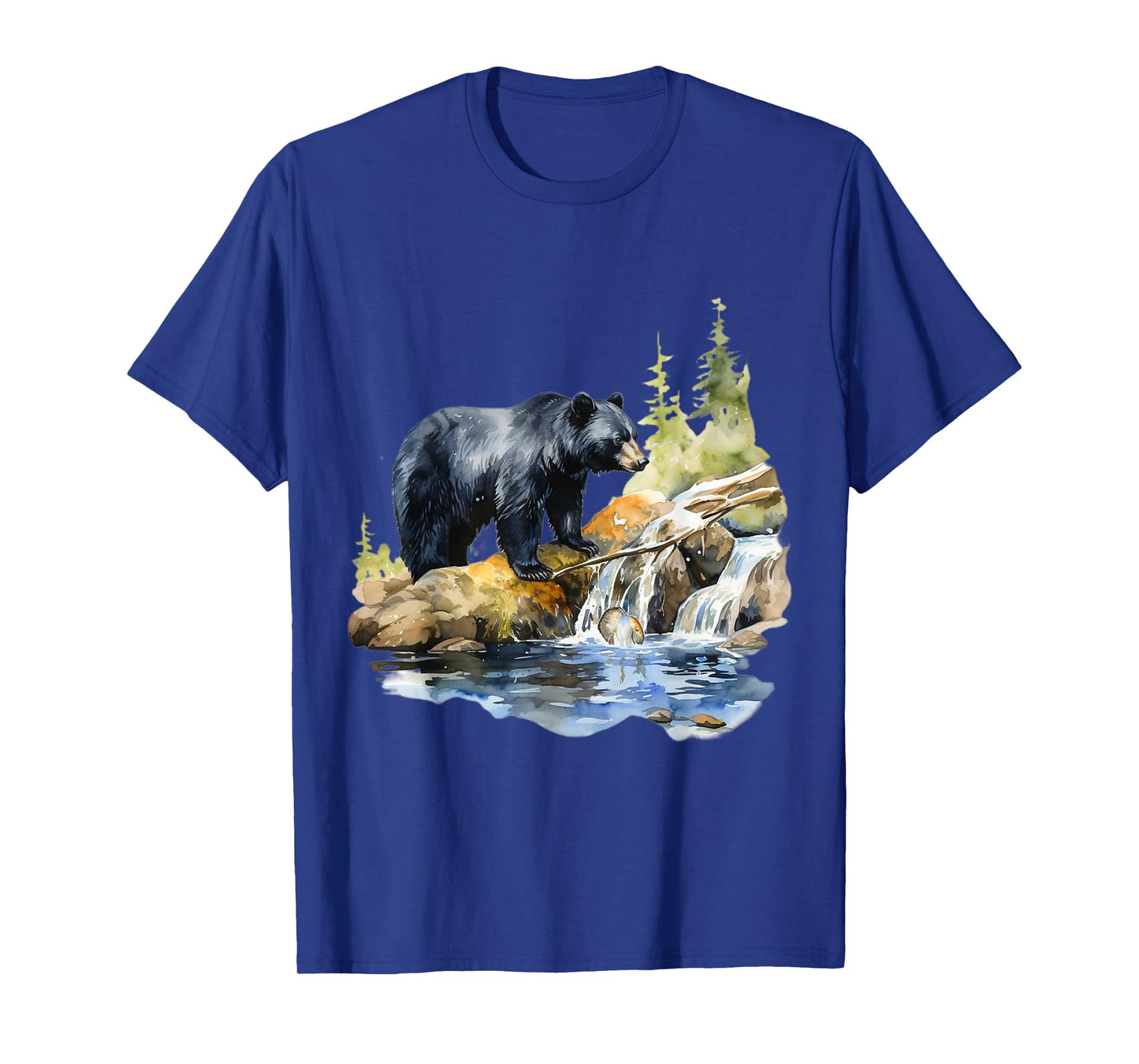 Black Bear Wilderness Waterfall Mountain Animal T-Shirt
