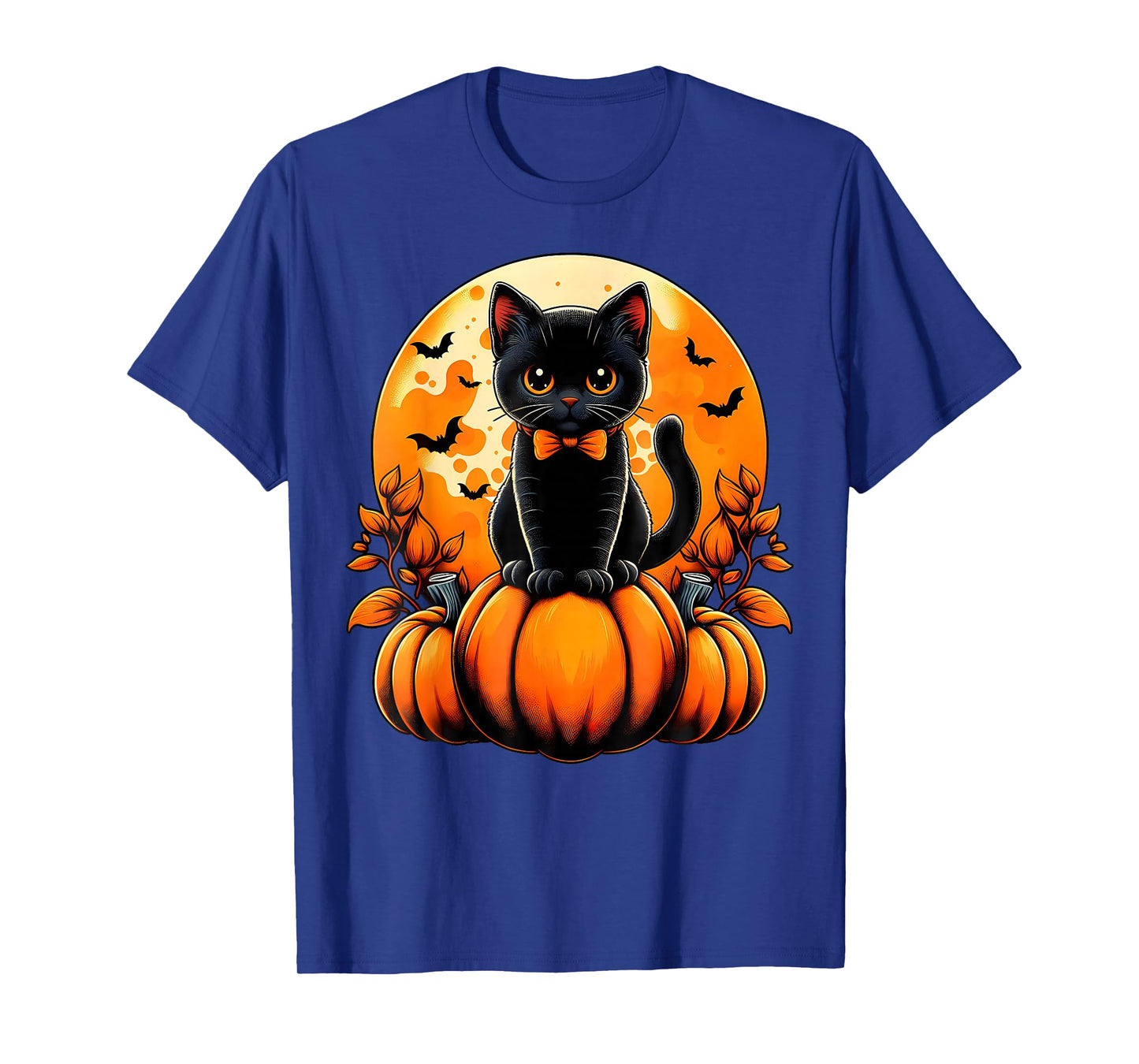 Retro Black Cat Pumpkin Halloween Costume Fall Autumn Season T-Shirt