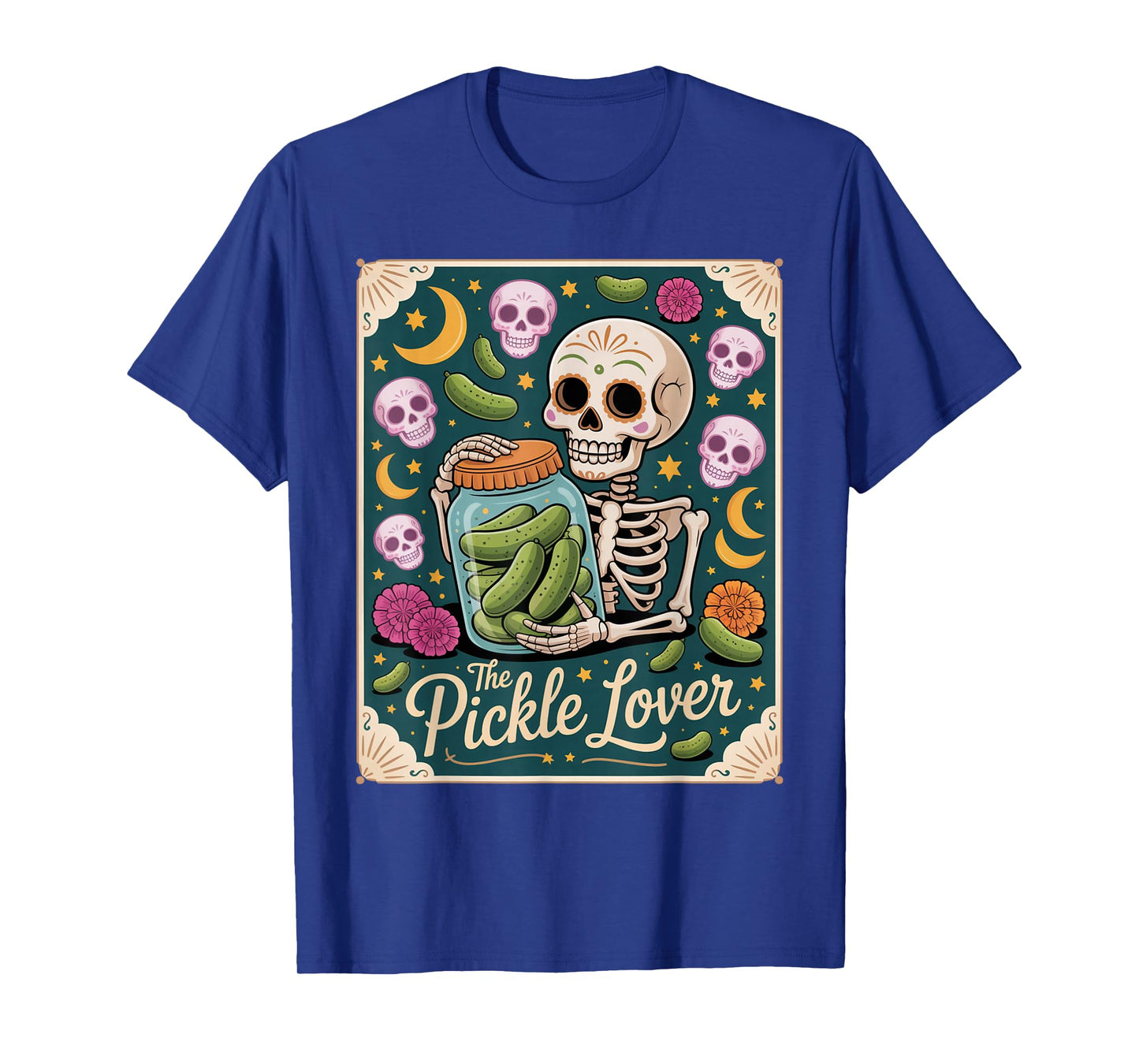Funny The Pickle Lover Tarot Card Pickles Foodie Skeleton T-Shirt
