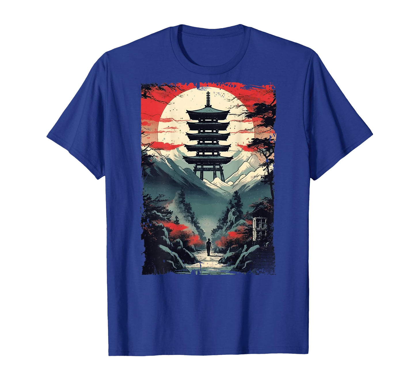 Japanese men walking Woodblock Art Spiritual (ART BACK) T-Shirt