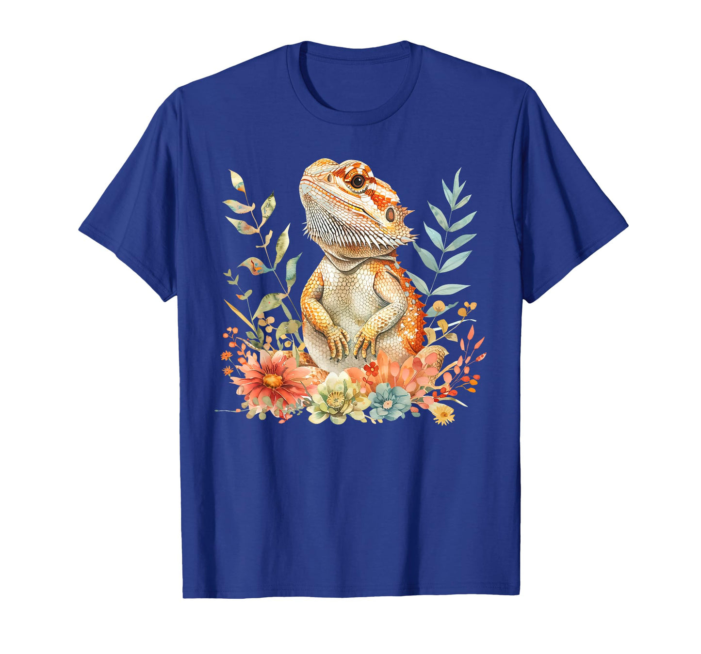 Vintage Bearded Dragon Floral Nature Lizard Reptile Lover T-Shirt
