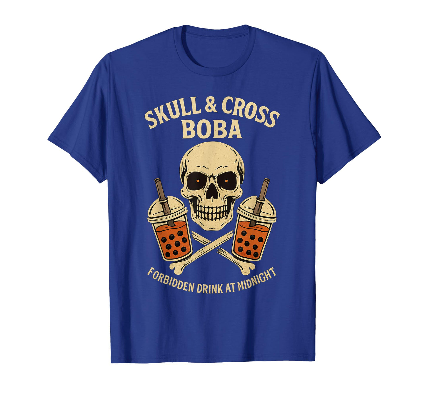 Skull Drinking Boba, Funny Halloween Bubble Tea Lover Squad T-Shirt
