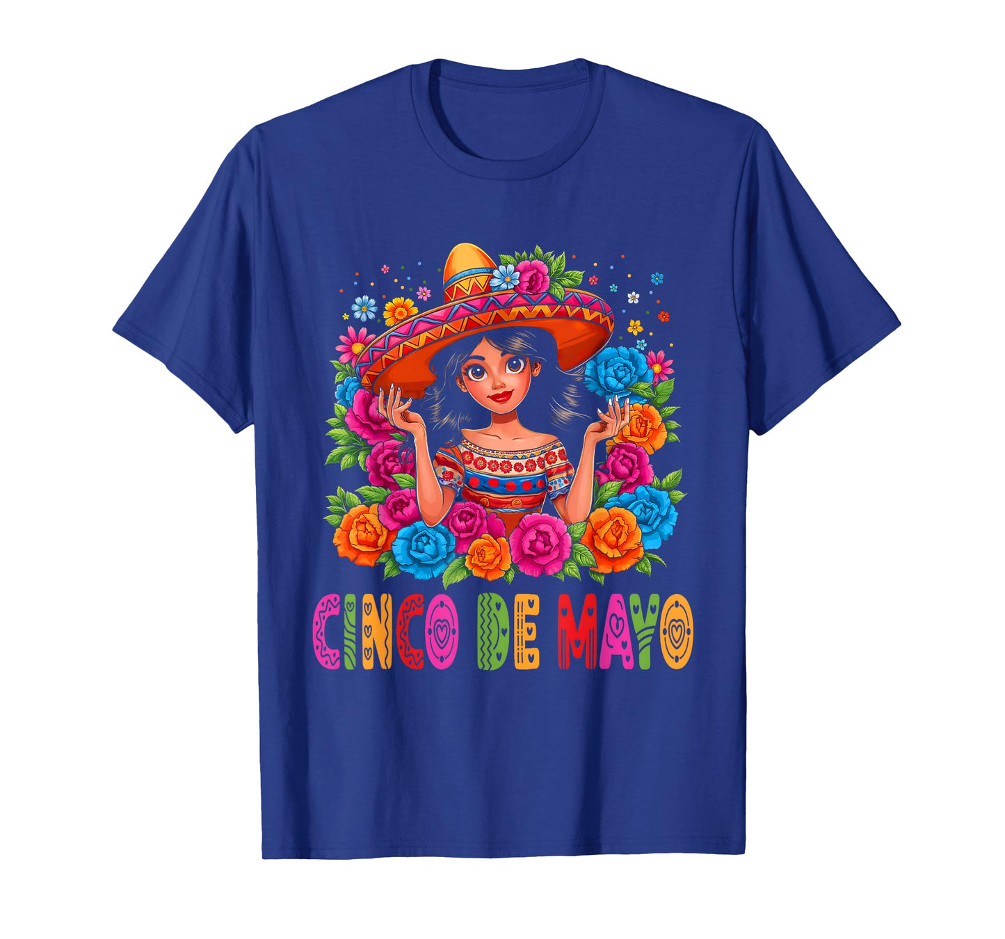 Mexican Poncho Sombrero Cinco de Mayo Girl Mexican Fiesta T-Shirt