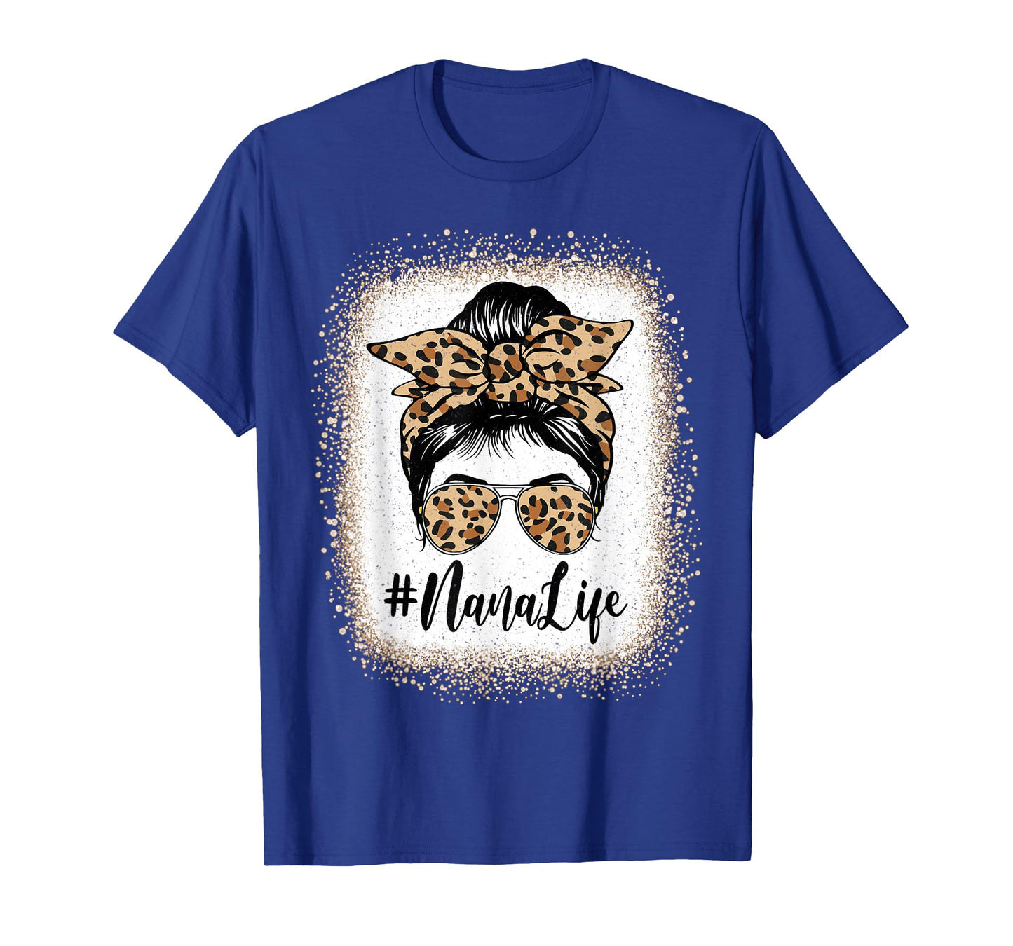 NaNa Life Bleached Leopard Messy Bun Mother's day T-Shirt