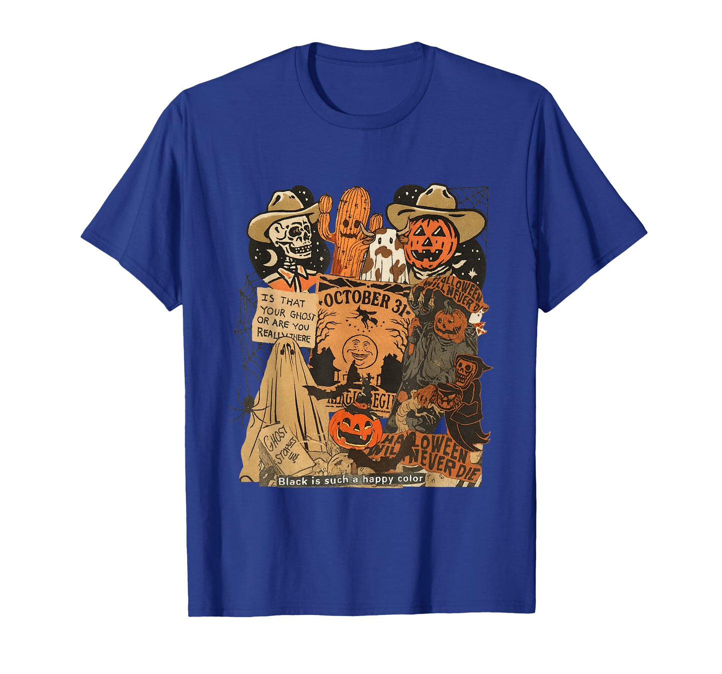 Western Halloween Vintage Aesthetic Pumpkin Skeleton T-Shirt