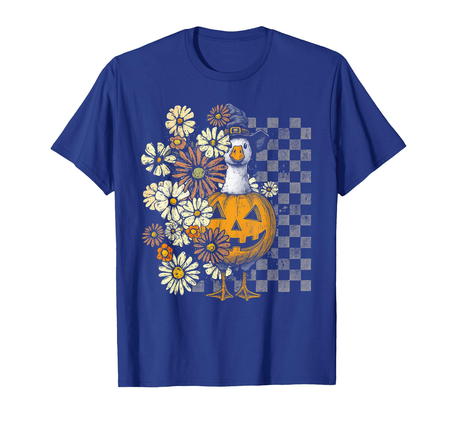Vintage Floral Boho Silly Goose Pumpkin Cute Halloween Fall T-Shirt