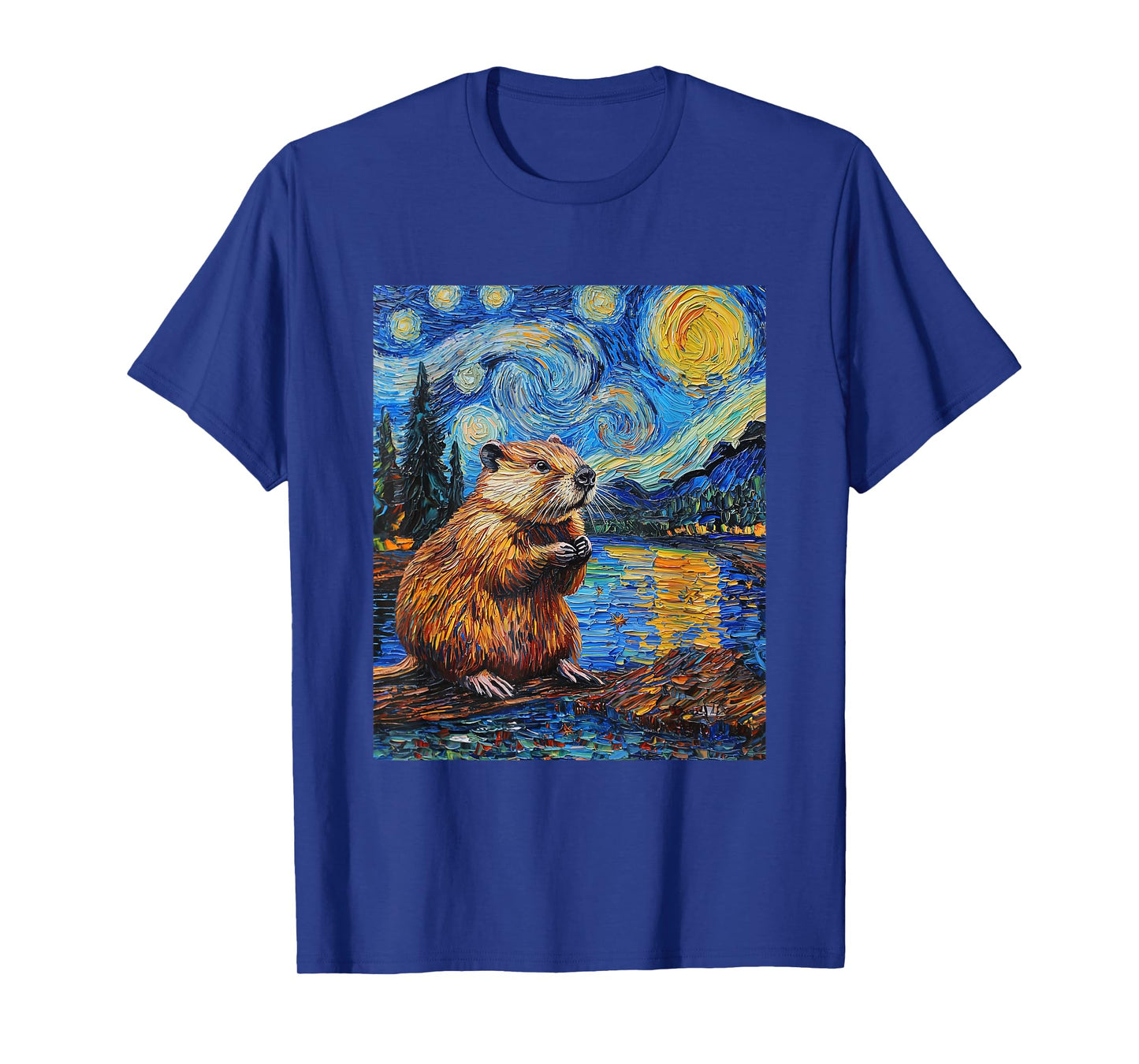 Beaver - Van Gogh Style - Starry Night Graphic T-Shirt