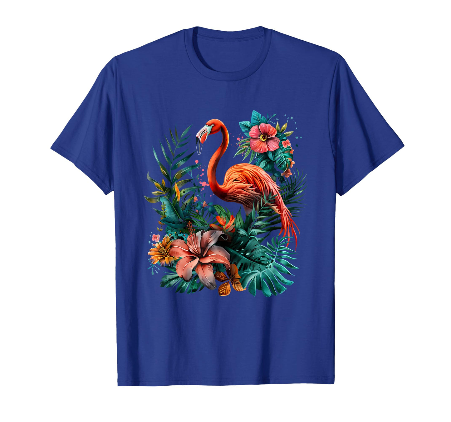 Pink Flamingo Bird Floral Artwork Nature Pink Flamingo Bird T-Shirt