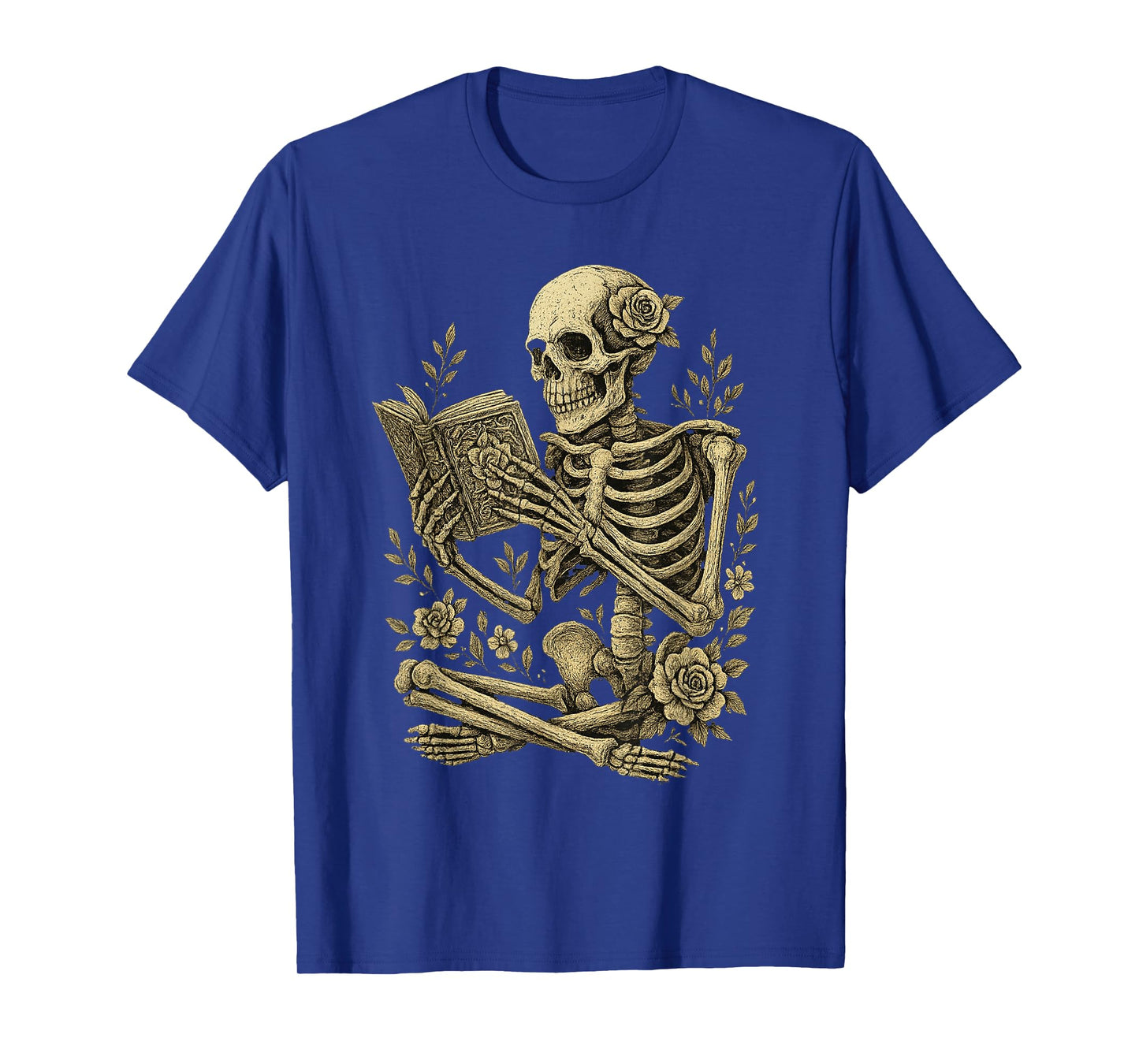 Skeleton Book Floral Skull Halloween Teacher Costume T-Shirt