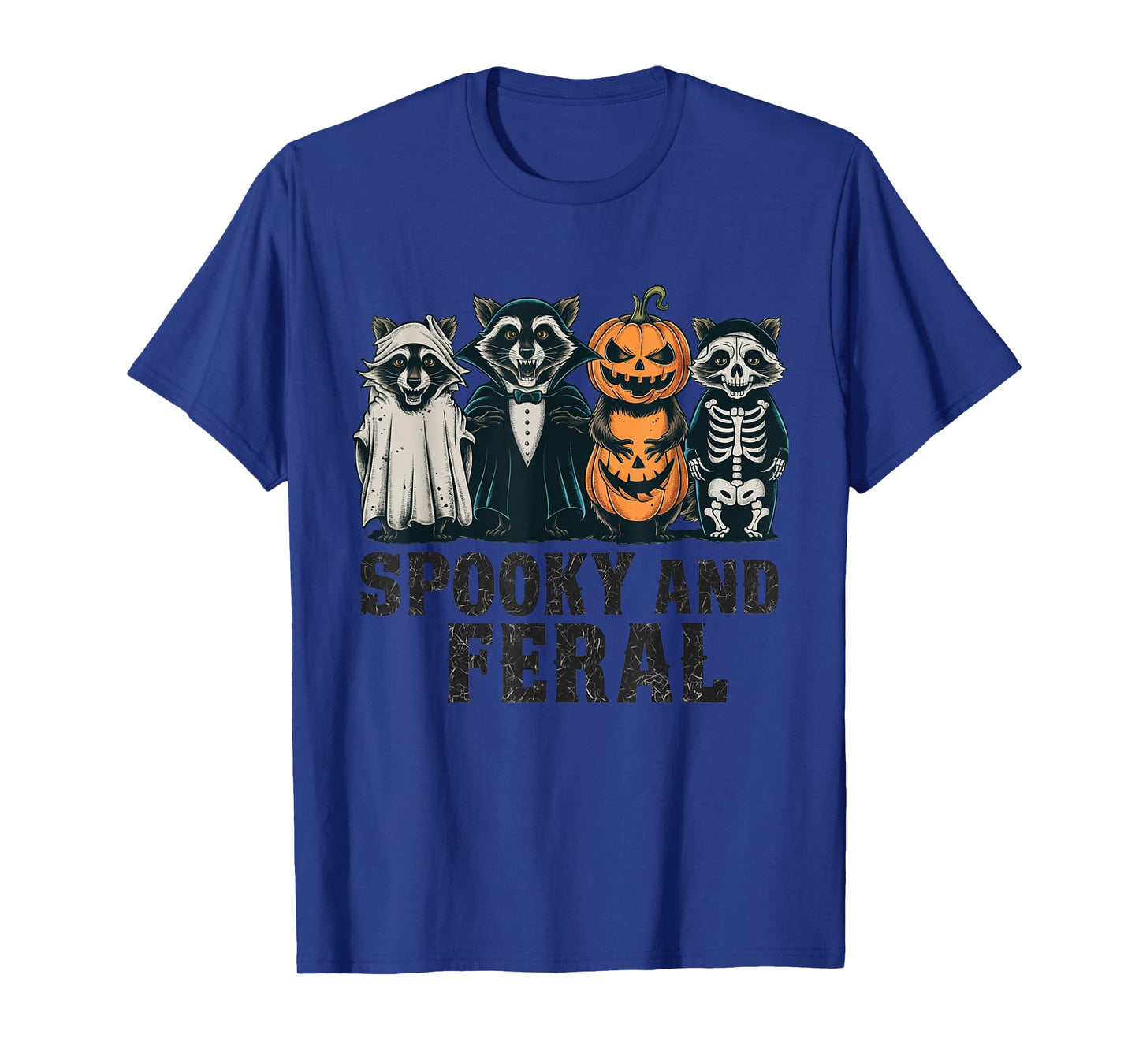 Spooky and Feral Raccoon Halloween Vintage Funny Costume T-Shirt