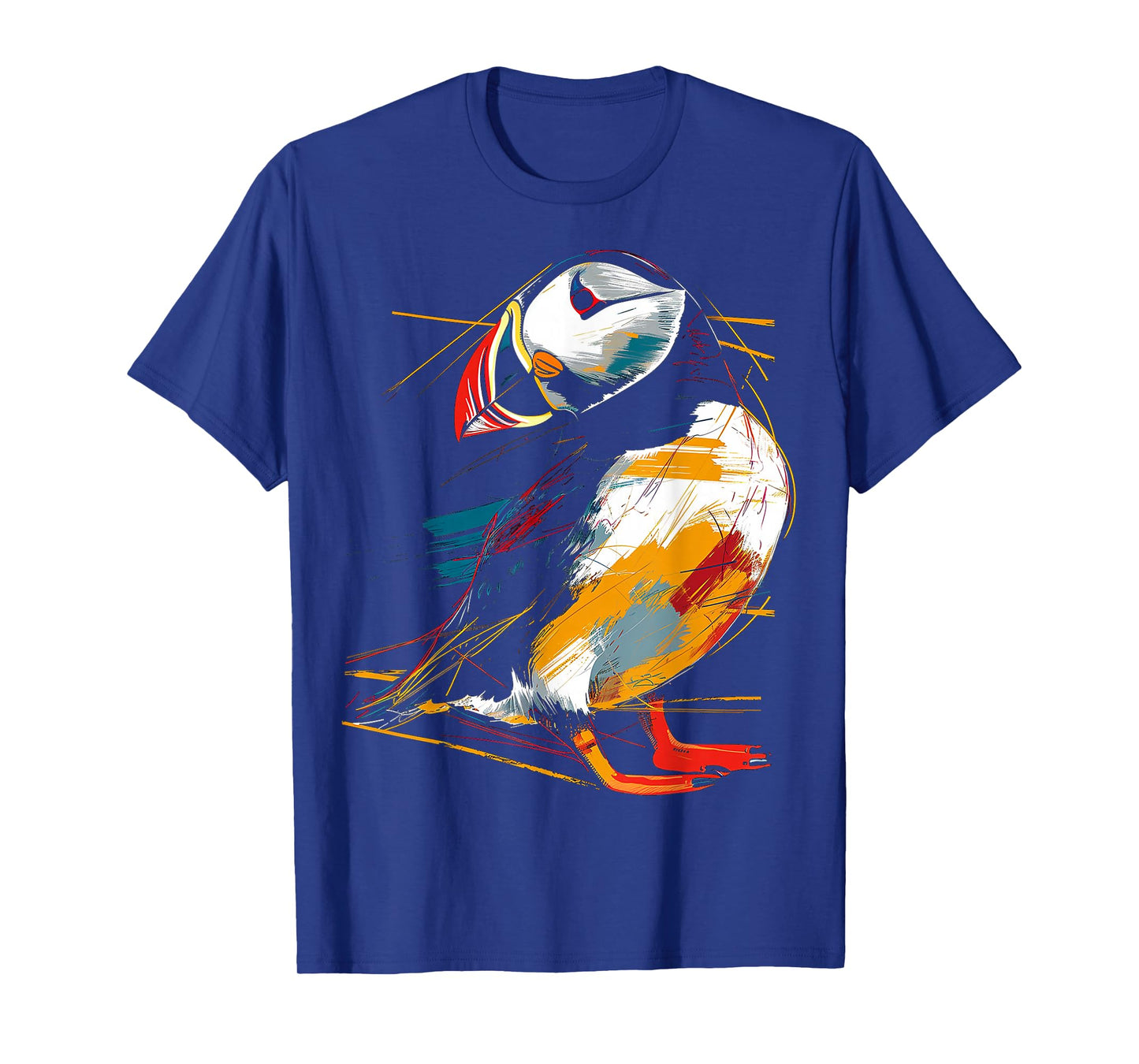 Puffin Colorful Art Bird Animal Drawing Graphic Puffin T-Shirt