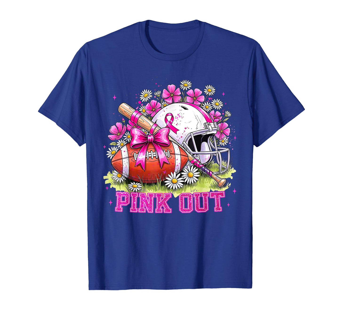 Football Pink Out Team Breast Cancer Awareness Month Womens T-Shirt