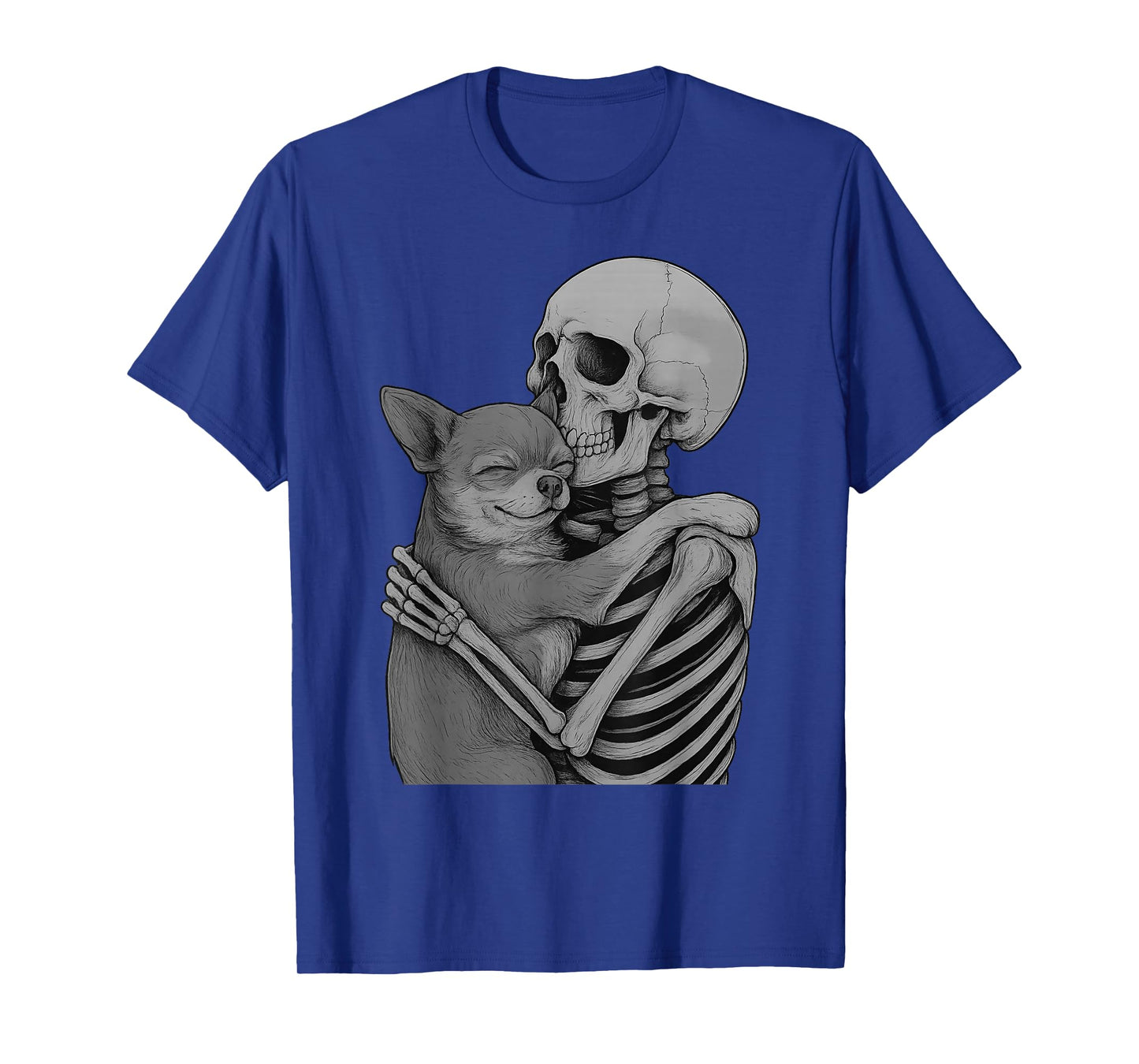 Chihuahua Skeleton Hug Halloween Dog Lover T-Shirt