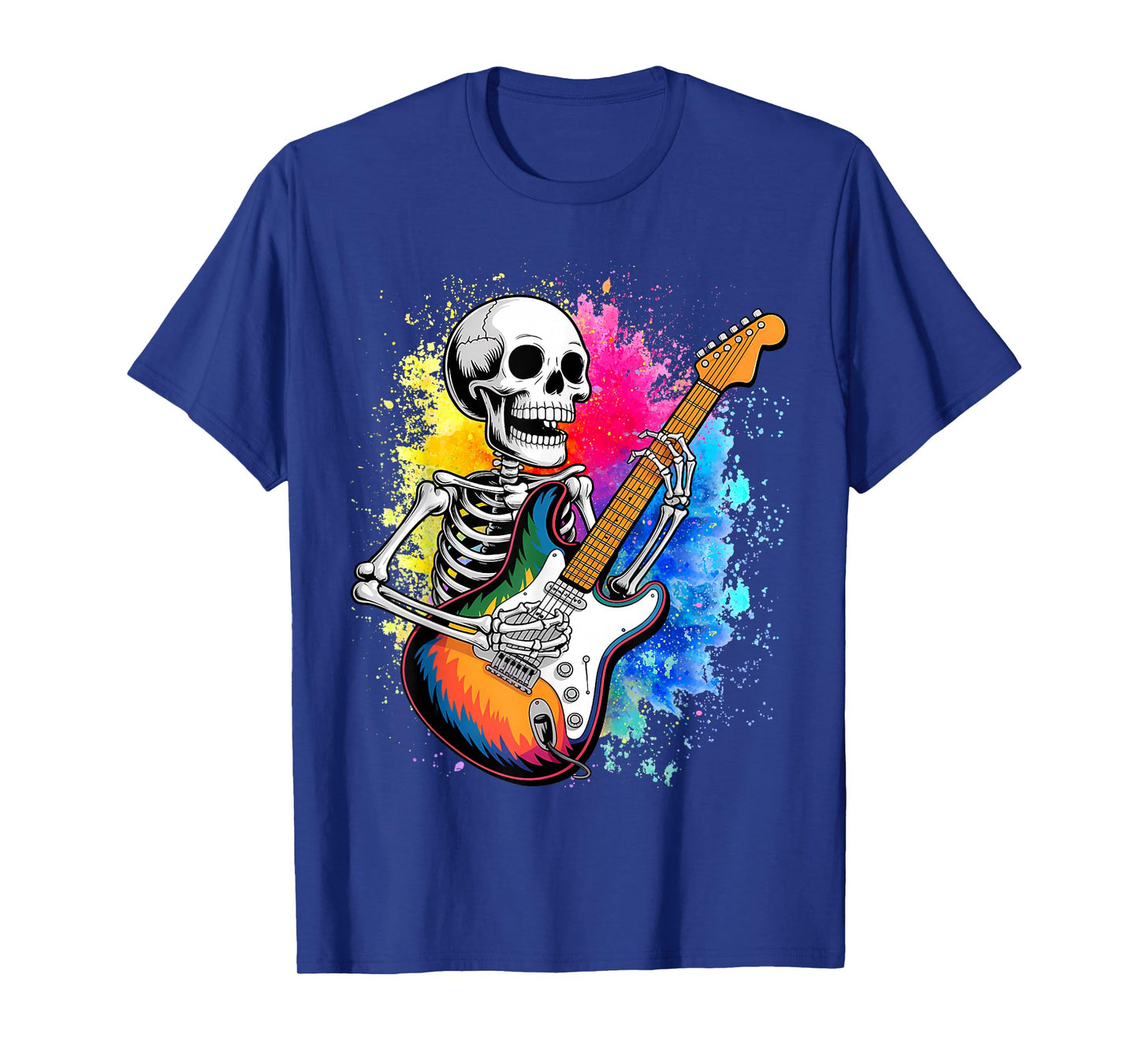 Skull Skeleton Metalhead Playing Guitar Graphic T-Shirt