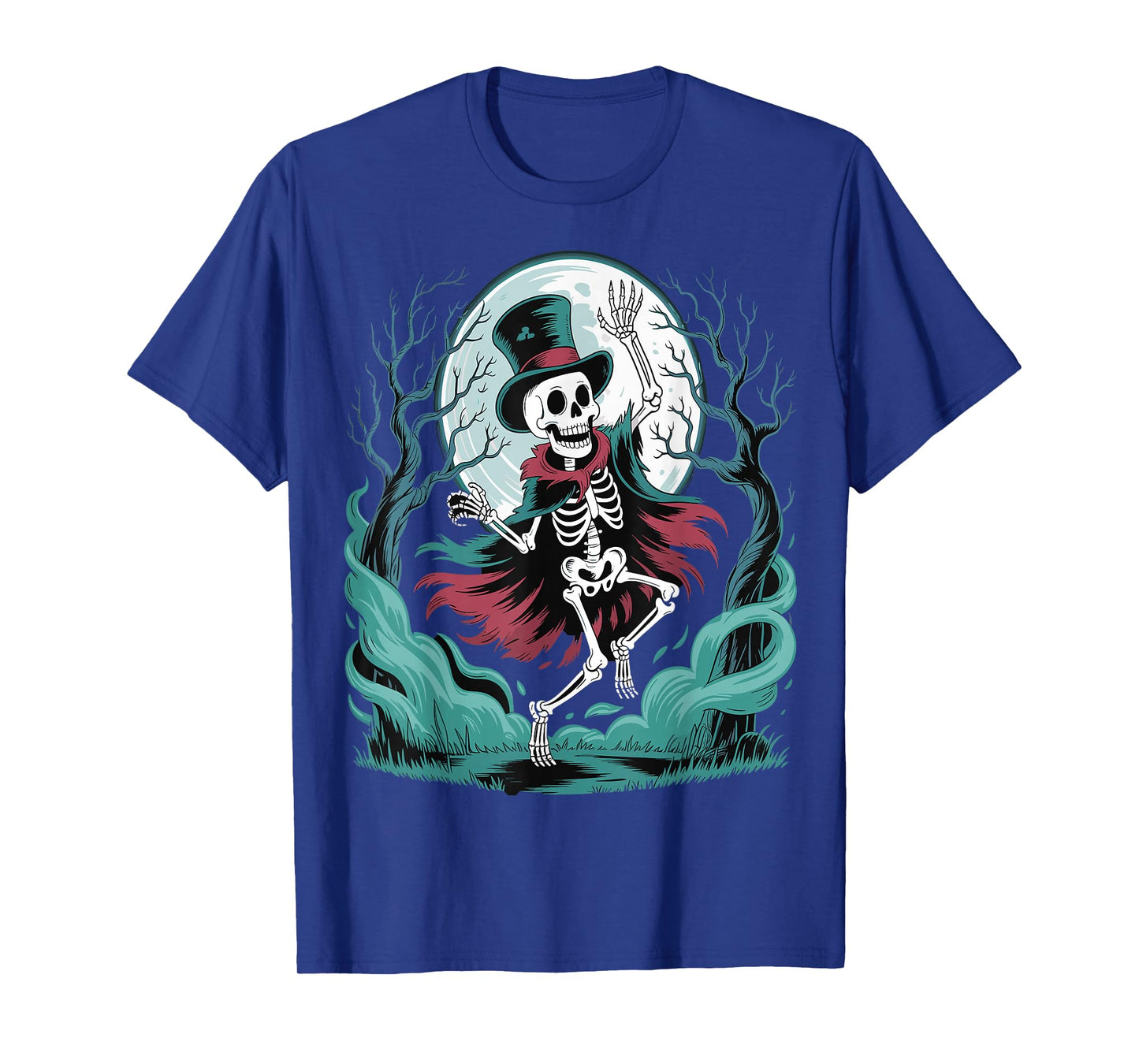 Skeleton Dancing Under The Moon Funny Spooky T-Shirt