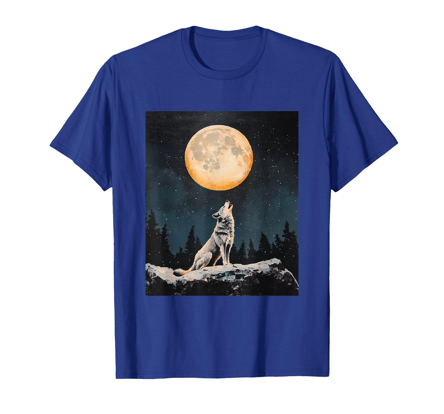 Wolf Wolves Moon Starry Night Graphic T-Shirt