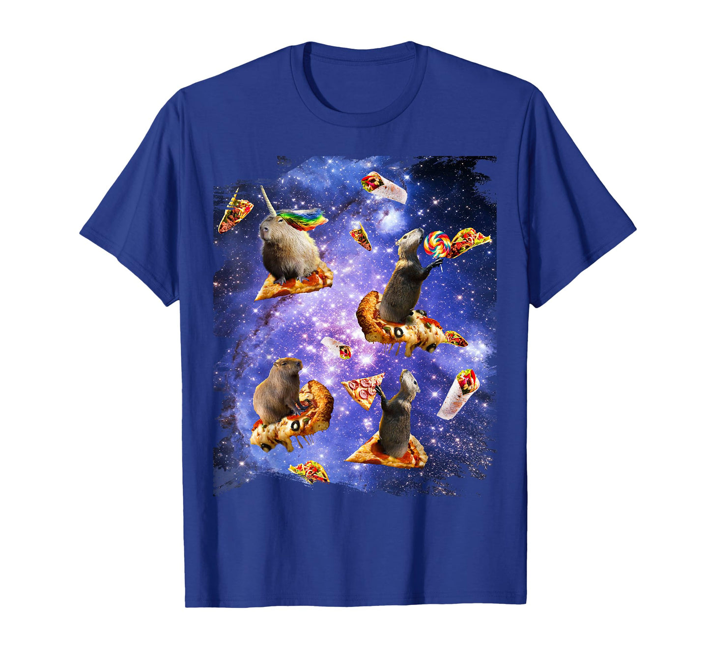 Space Capybara On Pizza Taco, Galaxy Capybaras Funny T-Shirt