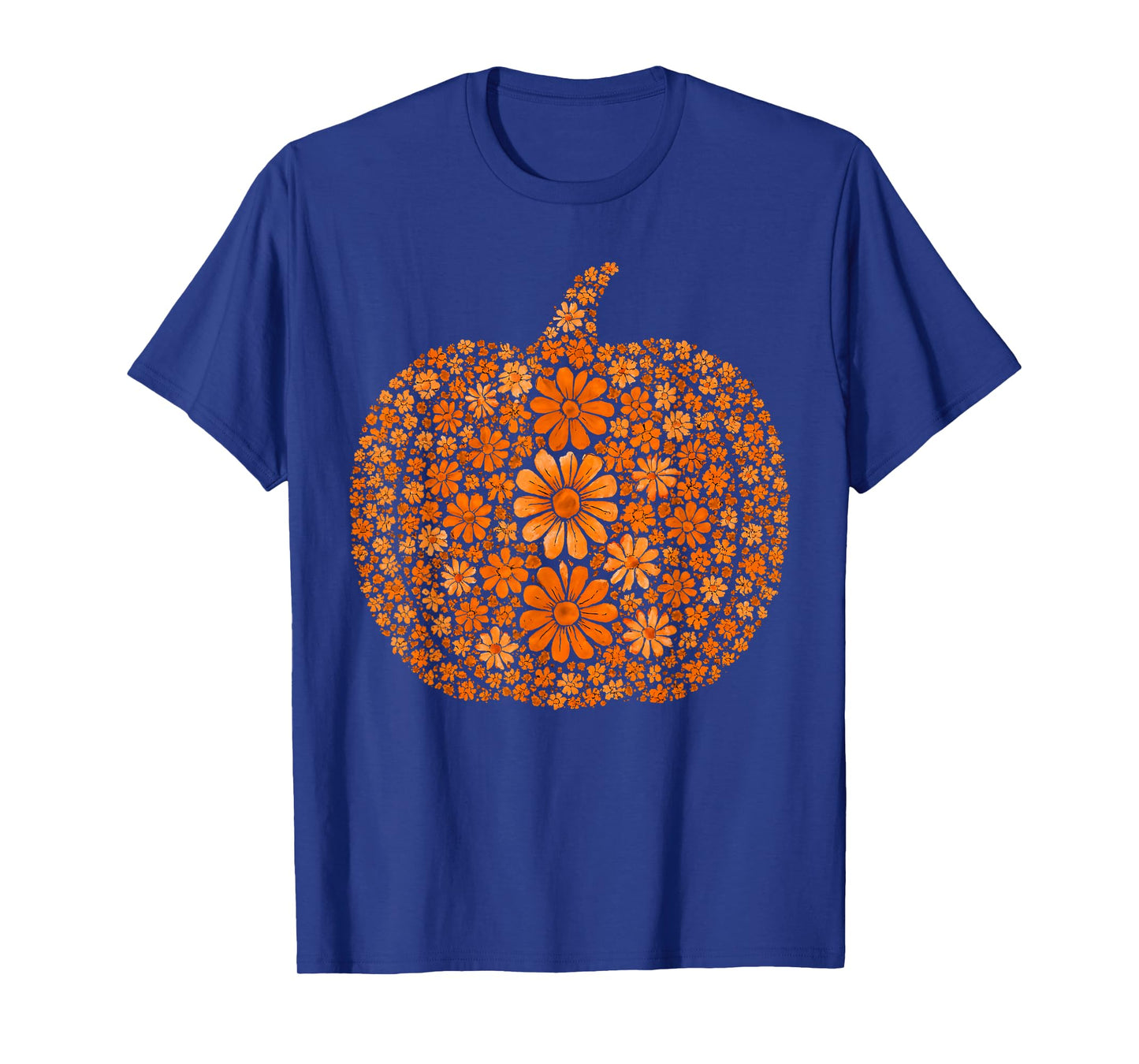 Floral Pumpkin Fall Autumn Boho Harvest Thanksgiving Womens T-Shirt
