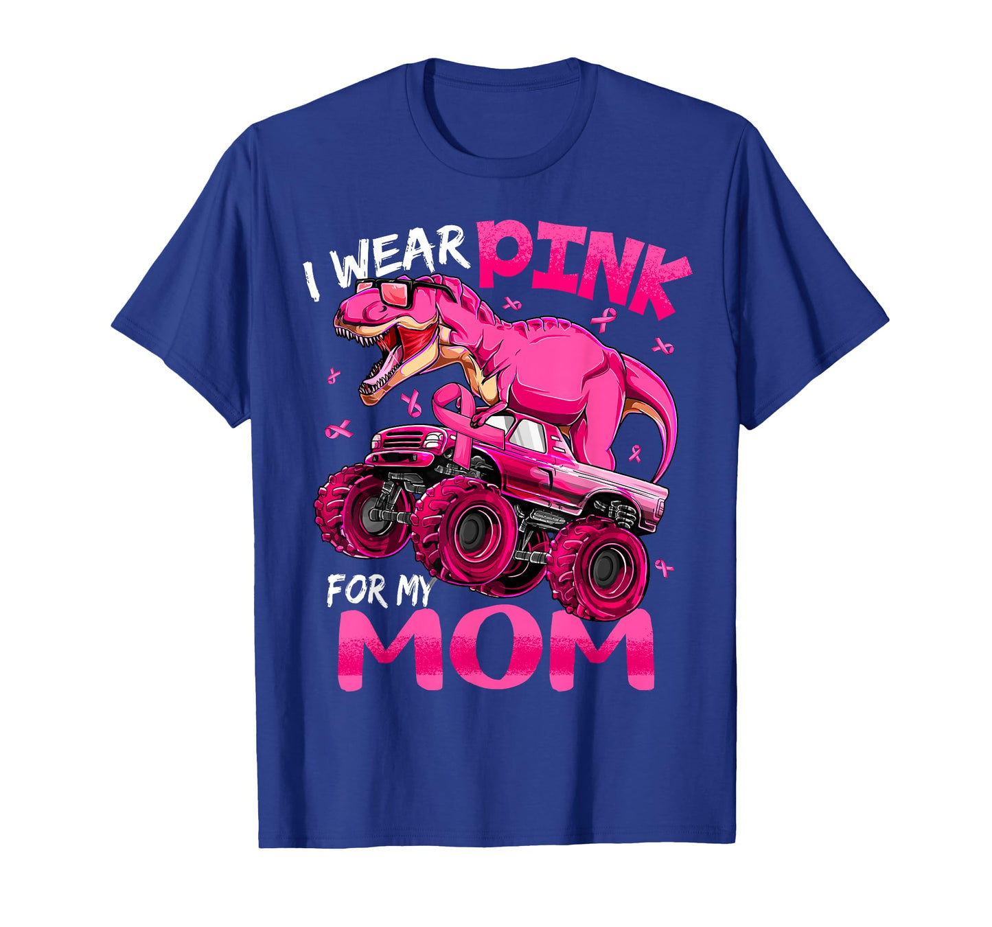 I Wear Pink For My Mom Breast Cancer Awareness Dinosaur Kids T-Shirt
