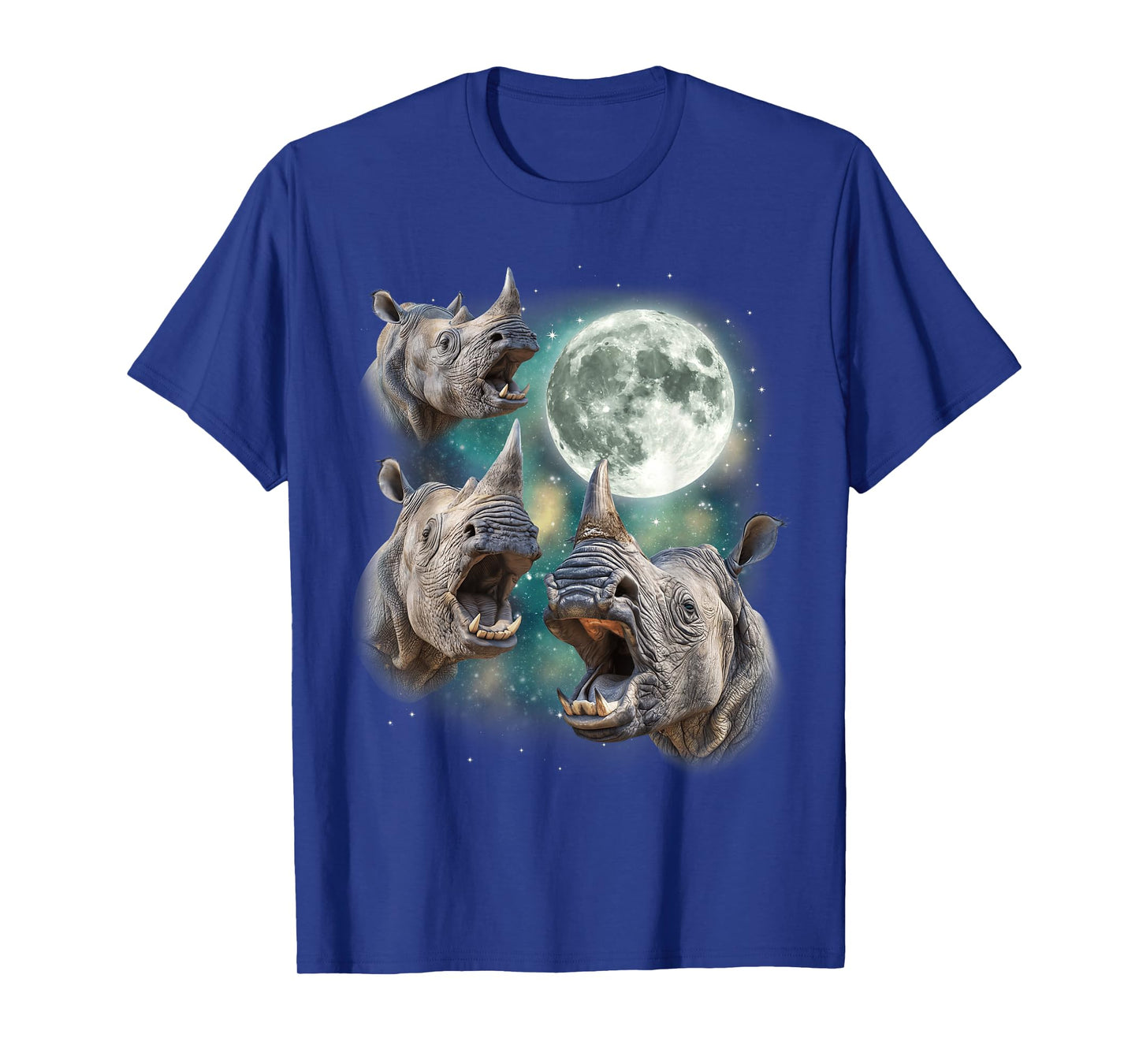 Three Rhino Moon | 3 Howling Rhinos Safari Animal Parody T-Shirt