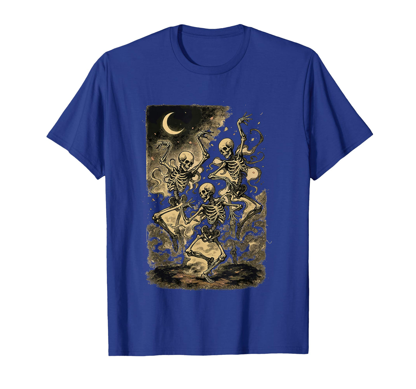 Dancing Skeleton Trio Under Moon Vintage Design T-Shirt