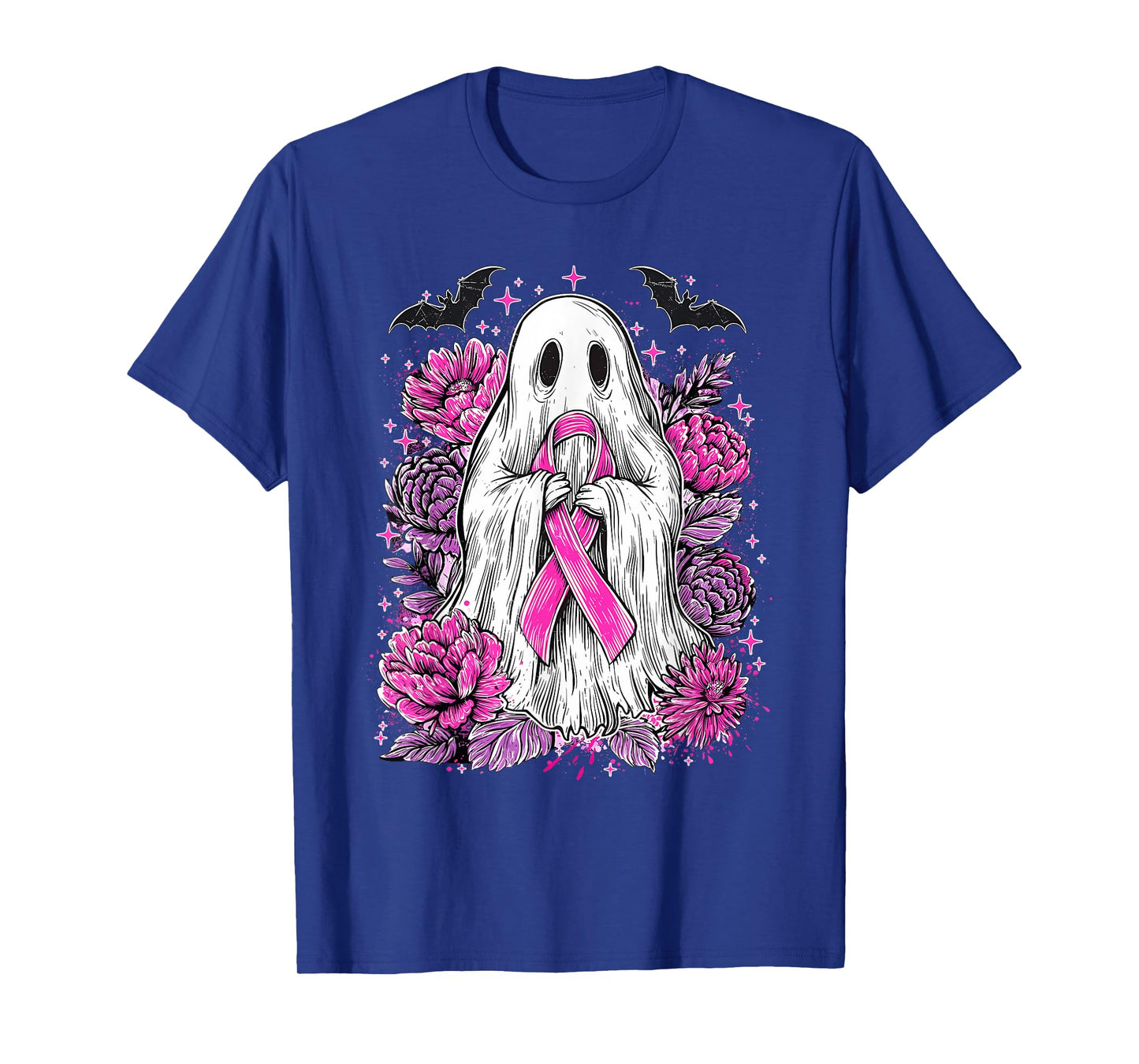 Retro Ghost Pink Ribbon Breast Cancer Awareness T-Shirt