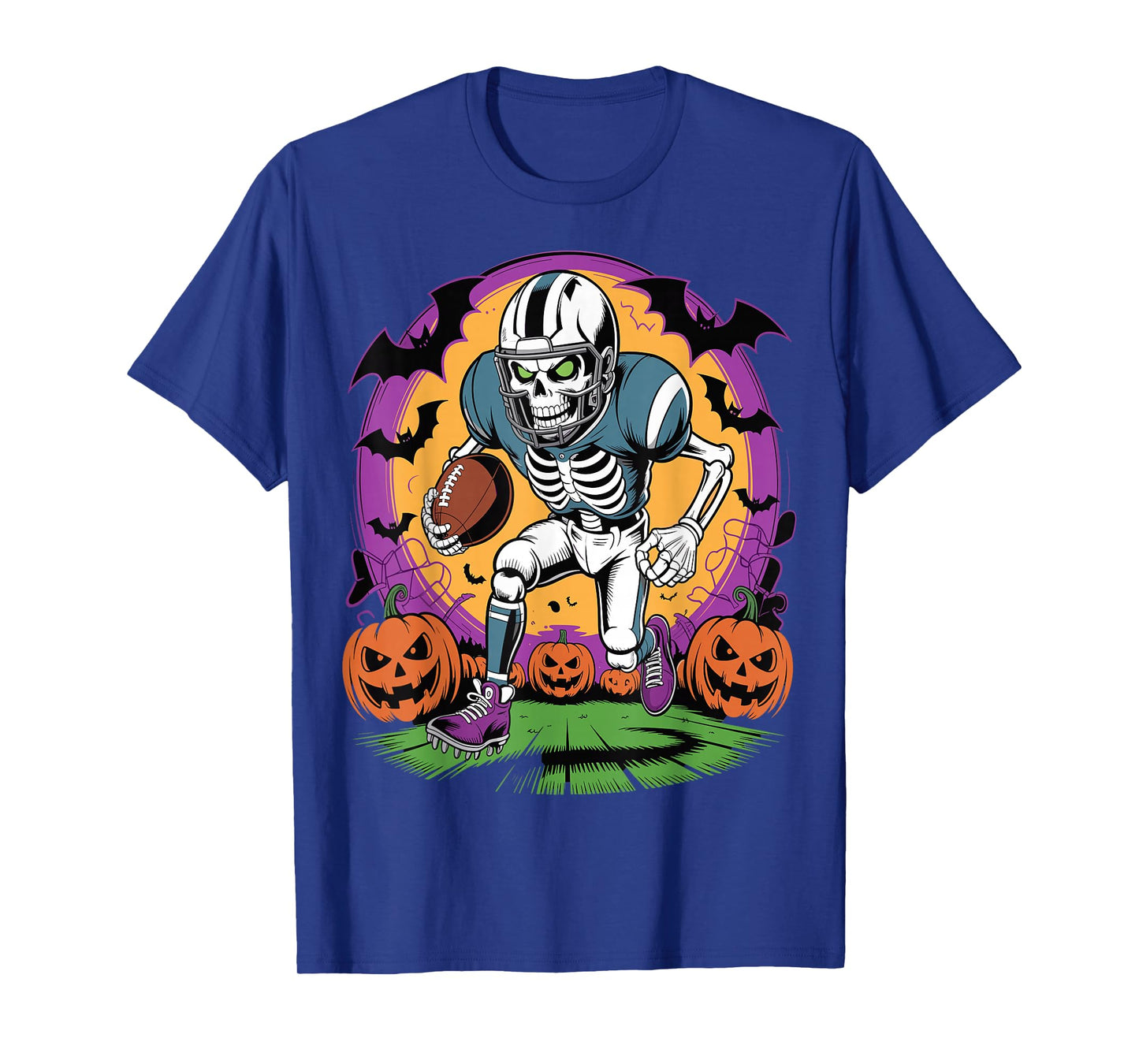 Halloween Skeleton Football Player Skull Spooky Sports T-Shirt