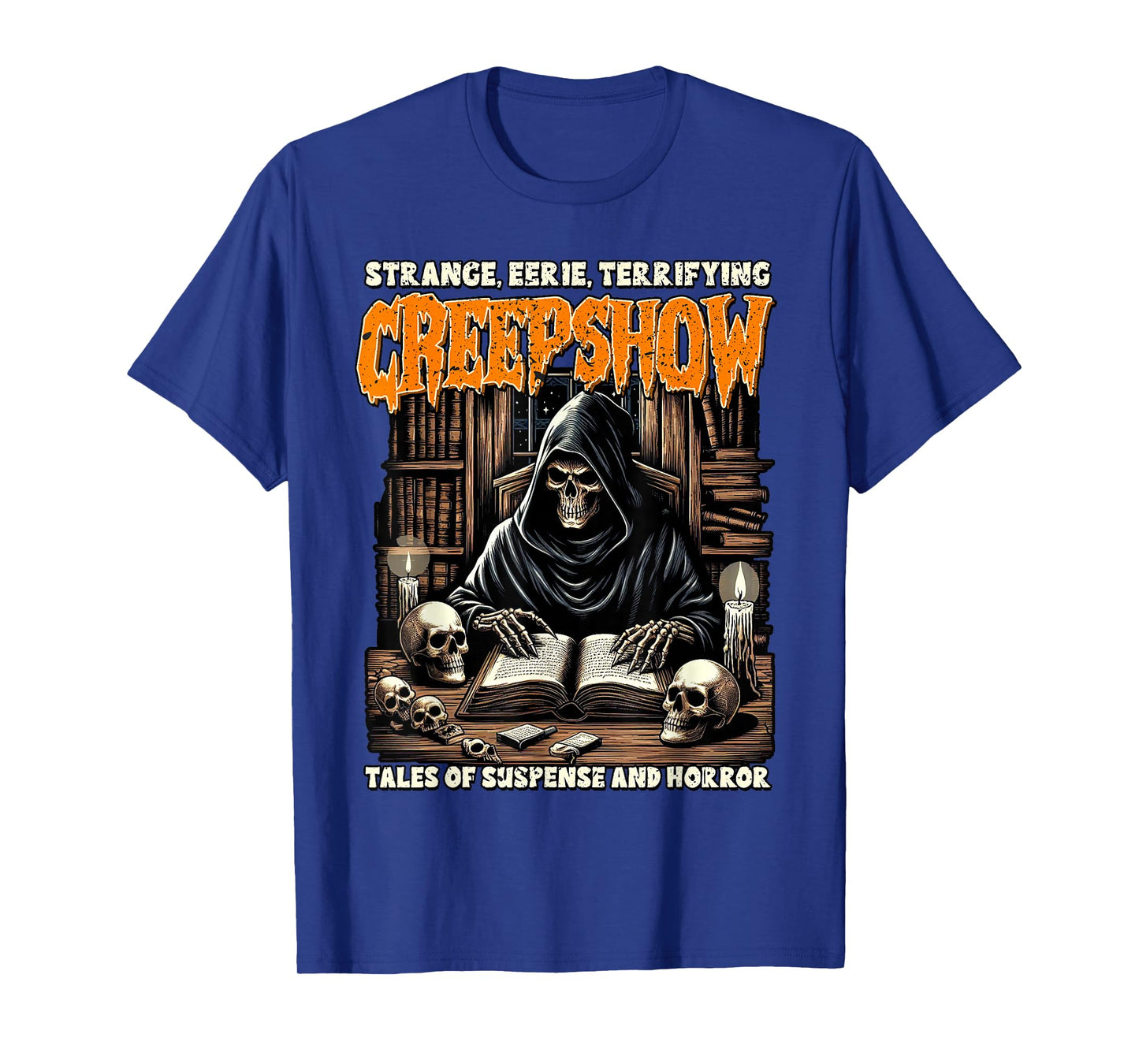 Halloween Vibes Spooky Reading Skeleton Witch Creep Show T-Shirt